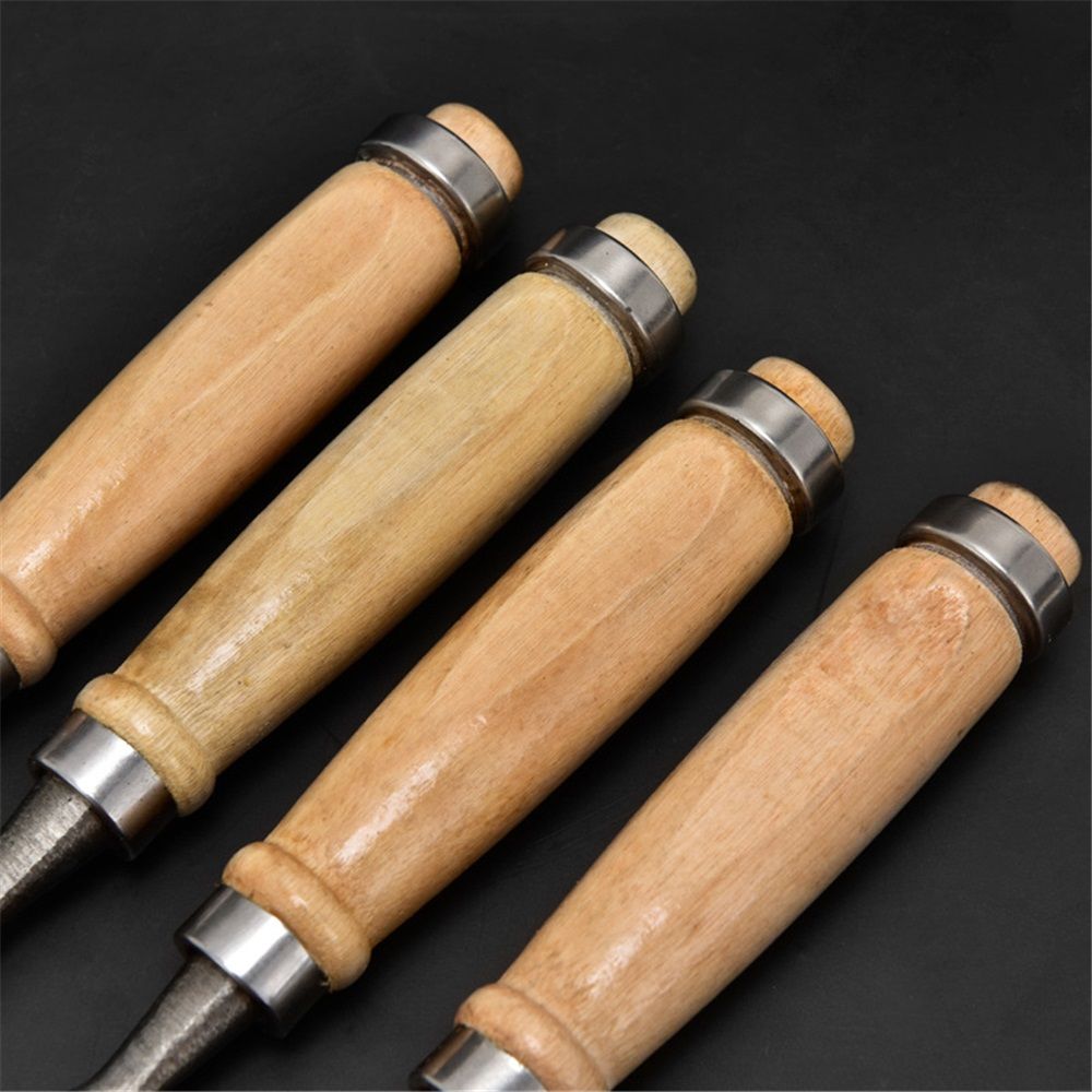 Carbon Steel Carving  Semicircle Wood Chisel Set DIY Woodworking Handle Carpentry Tools Pack of 4（50 carbon steel 4PC） - Image 2