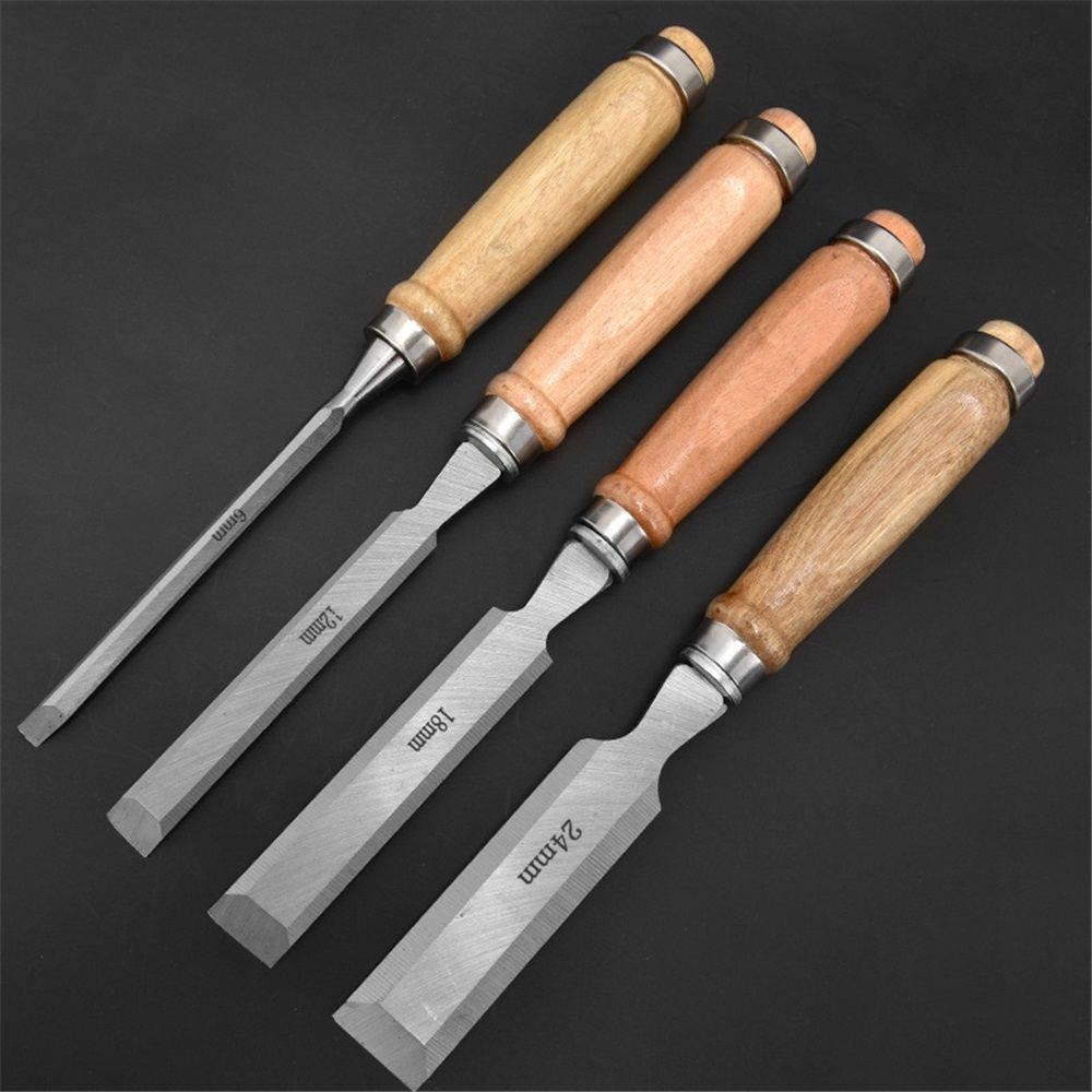 Carbon Steel Carving  Semicircle Wood Chisel Set DIY Woodworking Handle Carpentry Tools Pack of 4（50 carbon steel 4PC） - Image 4