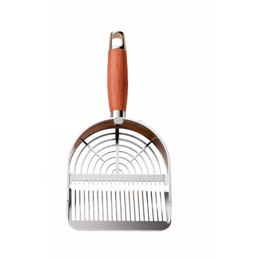 Stainless Steel Metal Cat Litter Scoop - Durable, Anti-Break Handle  for Cat Litter Box Strip Holes Easy Cleaning（Original color ）Long shovel - Image 1