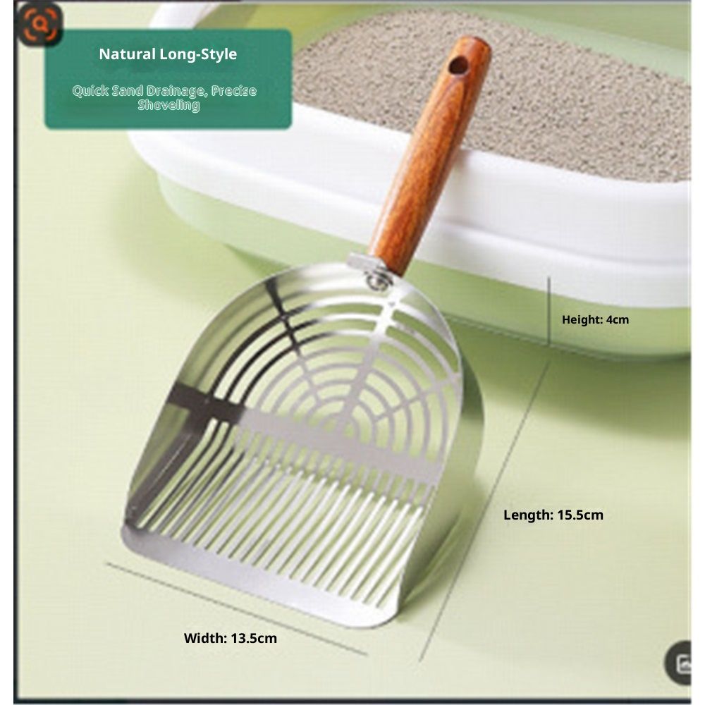 Stainless Steel Metal Cat Litter Scoop - Durable, Anti-Break Handle  for Cat Litter Box Strip Holes Easy Cleaning（Original color ）Long shovel - Image 5