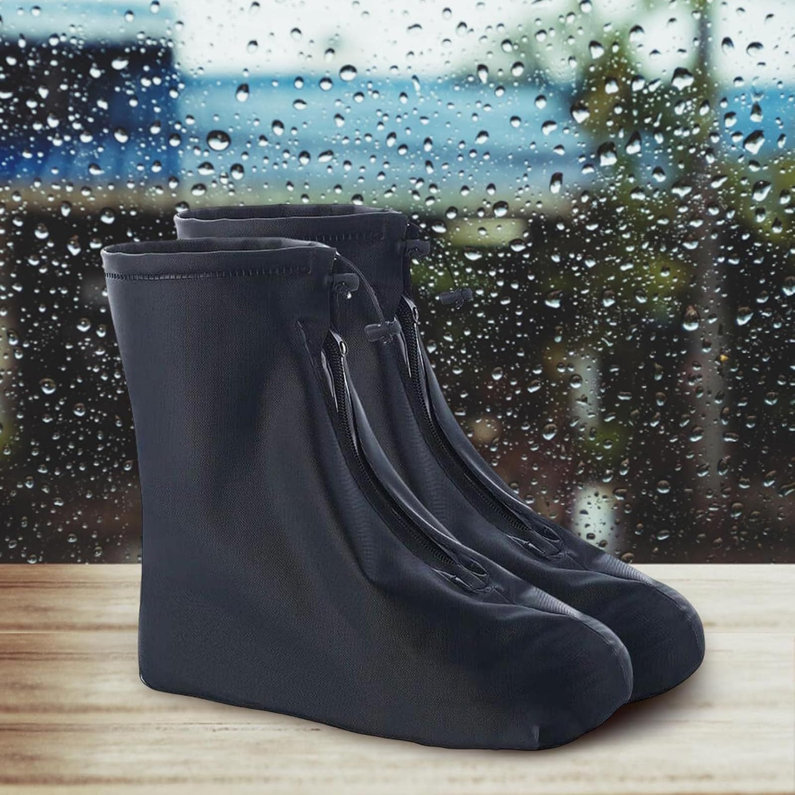 Rain Shoe Covers Waterproof Boots Plastic Overshoes Galoshes for Women Men Kids,Anti-Slip Overshoes Black （M） - Image 3
