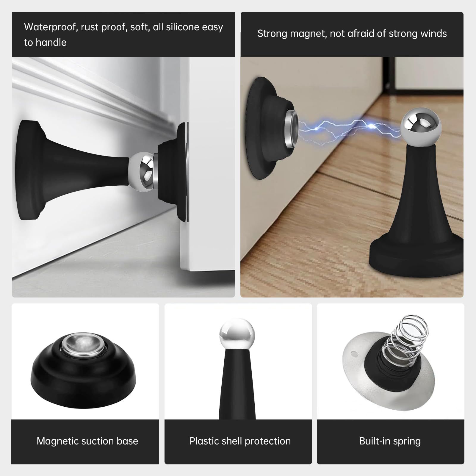 Magnetic Door Holder for RV, Magnetic RV Door Stopper, Strong Magnetic Baggage Door Catch Latch for RV, Camper, Travel Trailer, Motor Home, Boat Compartments, Cargo (Black) - Image 3
