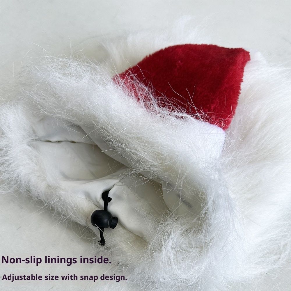 Christmas Dog Santa Costume, Adjustable Red Santa Hat with White Beard Wig, Christmas Costumes for Small Medium Large Dogs (White, M) - Image 2