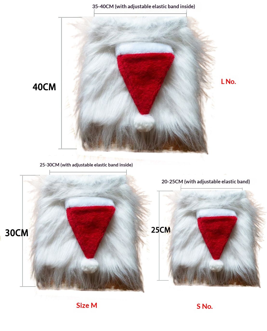 Christmas Dog Santa Costume, Adjustable Red Santa Hat with White Beard Wig, Christmas Costumes for Small Medium Large Dogs (White, M) - Image 5