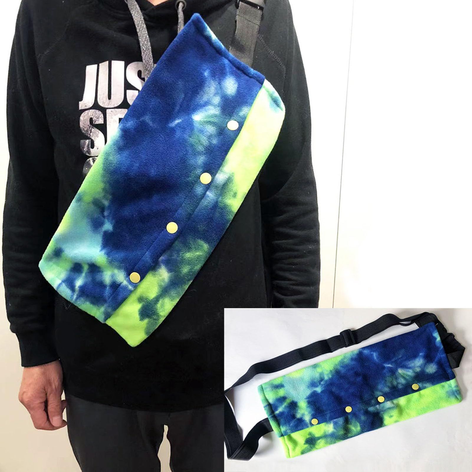 Small Animal Sling Carrier,Adjustable Strap  Soft Coral Fleece Beardie Snuggle Sling Bag ( blue-green) - Image 2