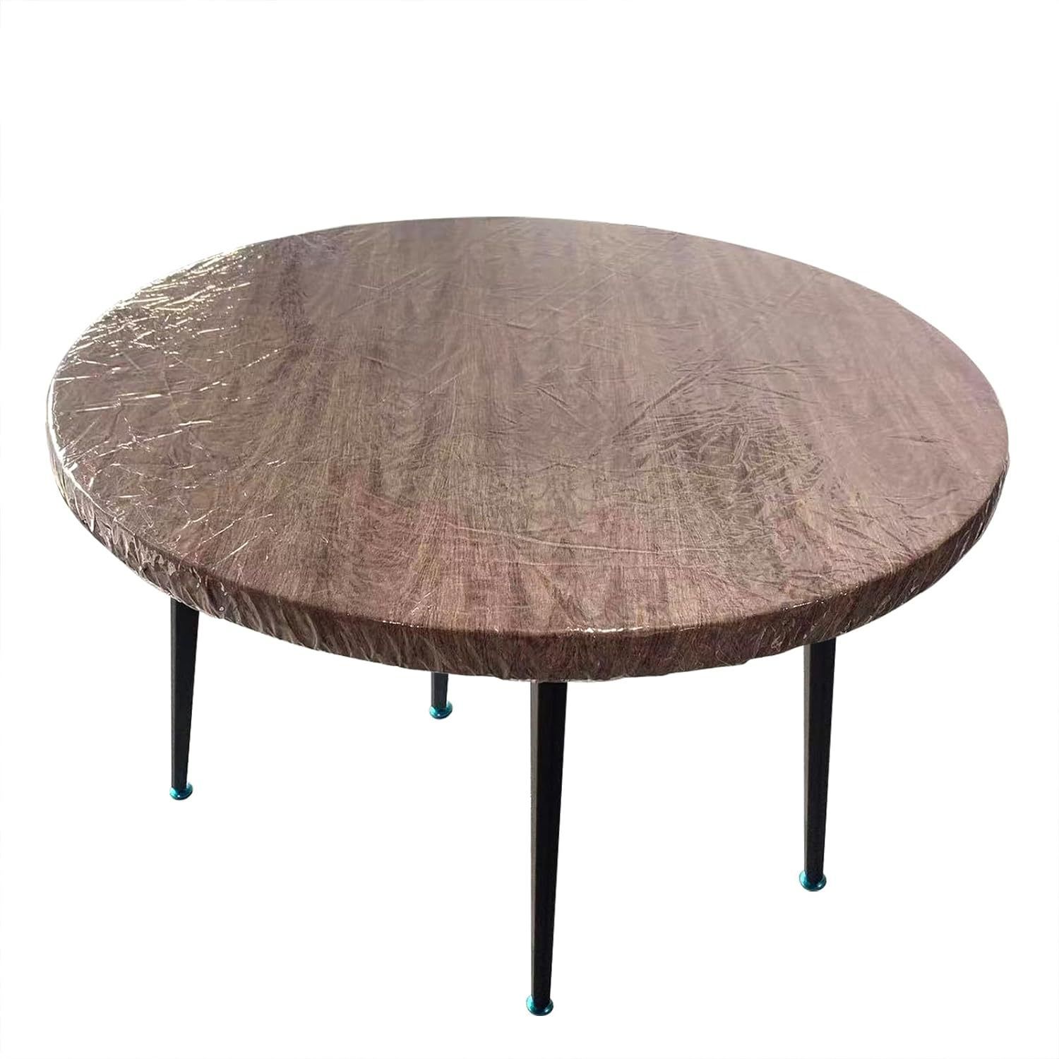 Clear Round Fitted Vinyl Tablecloth for  Diameter Tables - Heavy Duty Elasticized Table Cover Elastic Edged Plastic Table Cloth Protector（76*243CM） - Image 2