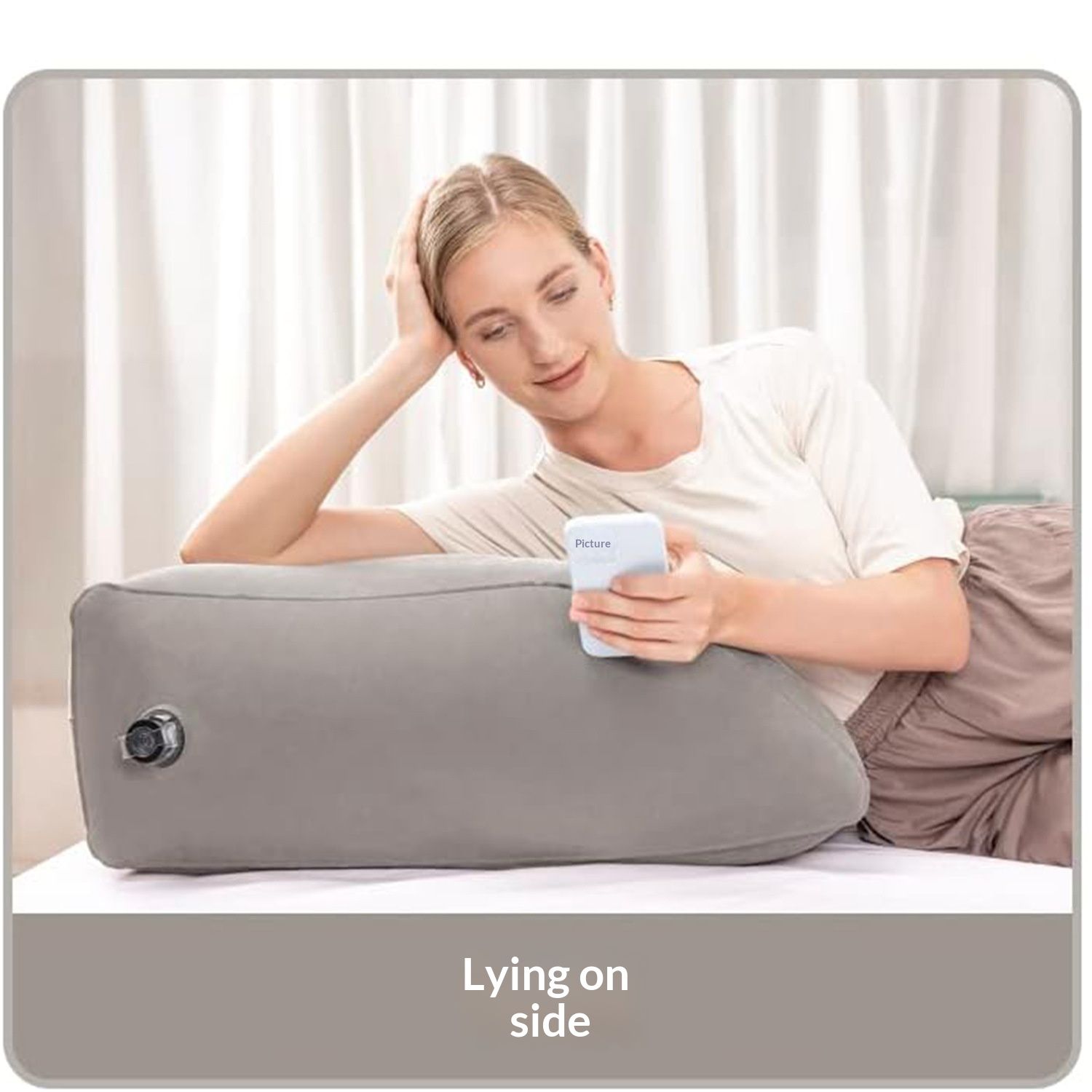 Inflatable Leg Elevation Pillow, Wedge Pillow for Sleeping, Portable Wedge Pillow, Improve Circulataion and Reduce Swelling, for Sleeping, Recovery, Pregnant (Grey+Grey storage bag) - Image 2