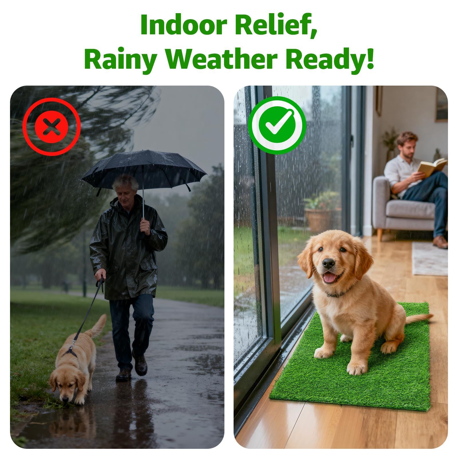 Grass Pad for Dogs 35cmx35cm, Strong Absorbency Soft and Real Grass for Pets Potty Training, Easy to Clean Fake Grass for Dog Indoor Outdoor Use (1 Pcs) - Image 5