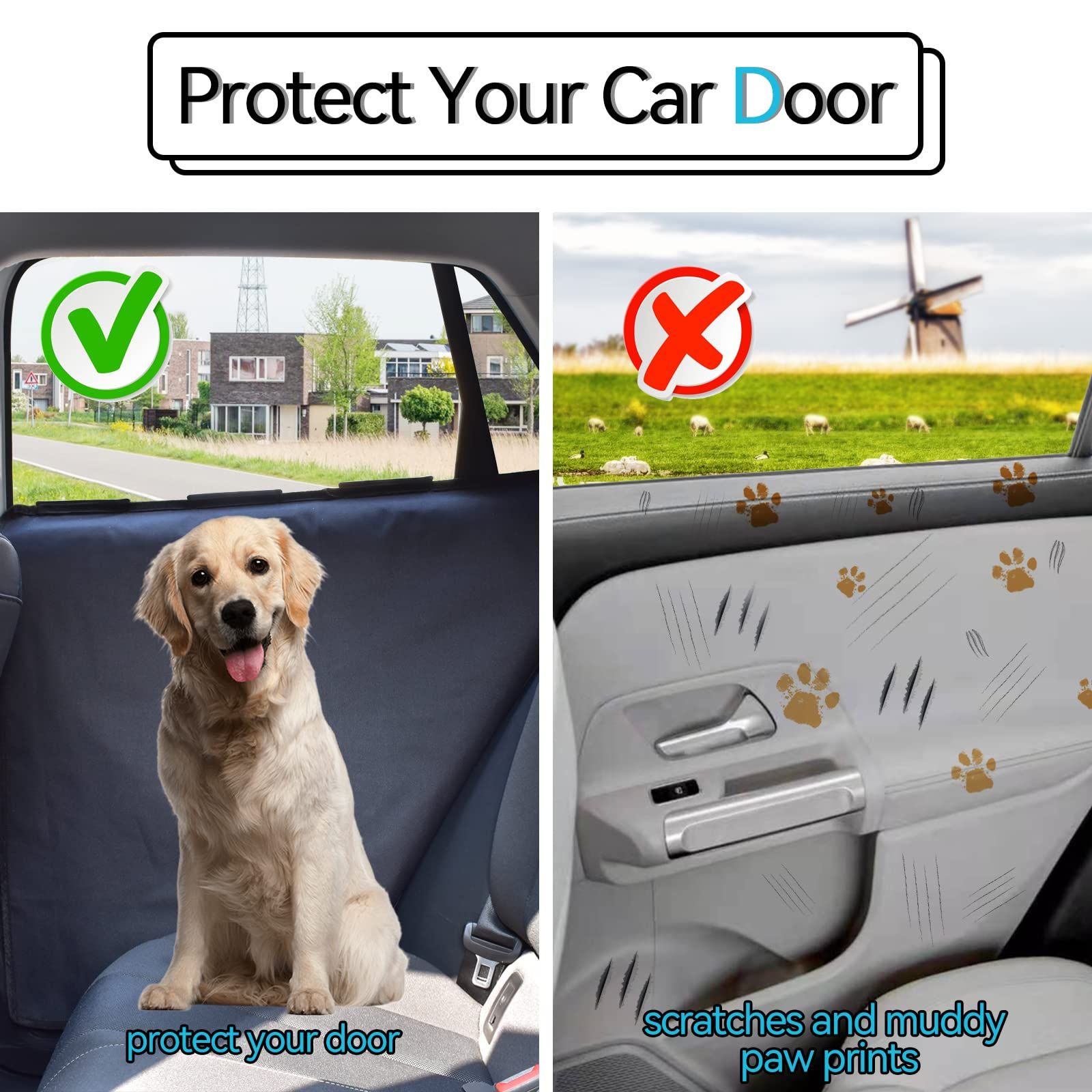 2 Pack Extra Big & Thick Anti Pet Scratching Waterproof Vehicle Door Covers Guard Truck Interior Panel Safe SUV Universal  Black - Image 3