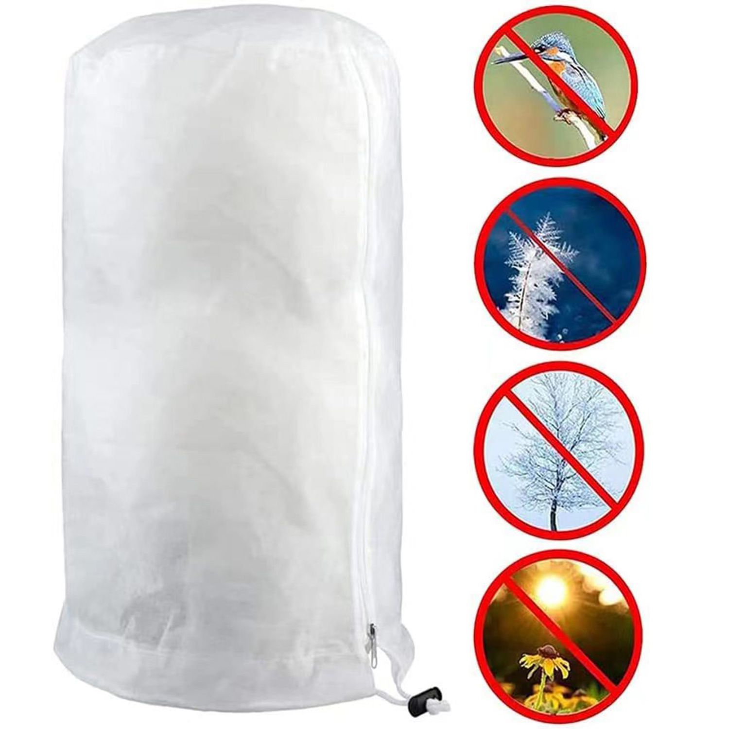 2 Pack Rounded Top Plant Covers Freeze Protection for Winter, 60*80cmTree Frost Protection Blankets Outdoor With Zipper/Drawstring, for Shrub Bush Fruit Tree Potte(White) - Image 2