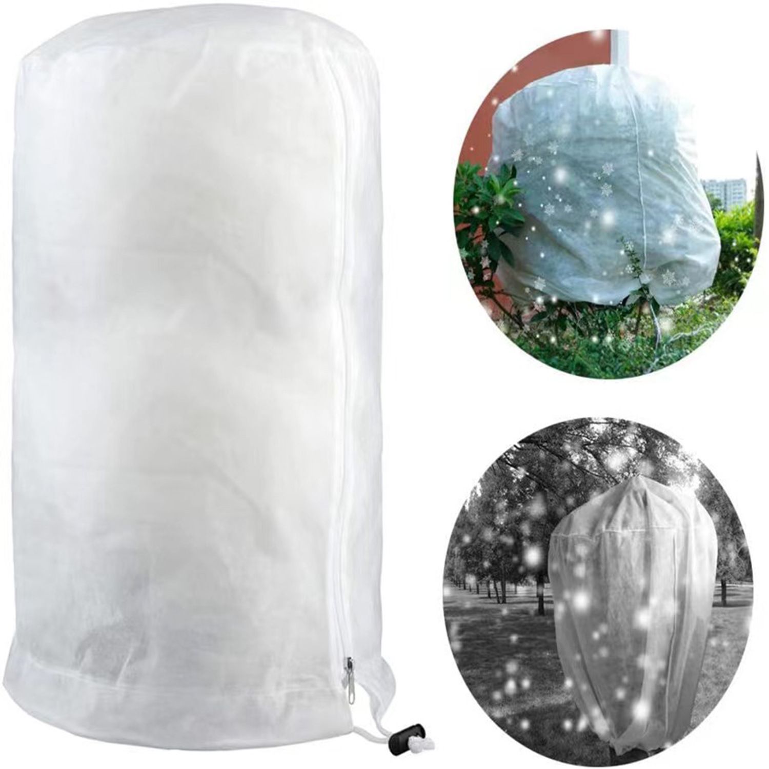 2 Pack Rounded Top Plant Covers Freeze Protection for Winter, 60*80cmTree Frost Protection Blankets Outdoor With Zipper/Drawstring, for Shrub Bush Fruit Tree Potte(White) - Image 5