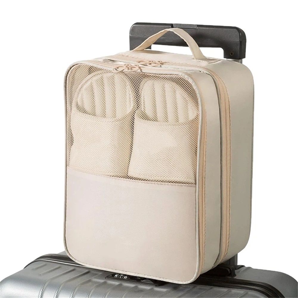 Shoe Bag Holds 3 Pair of Shoes for Travel and Daily Use Storage Pouch, for Flying Shoe Organizer Shoe Storage Bag for Travel Light Beige(oniy bag) - Image 1