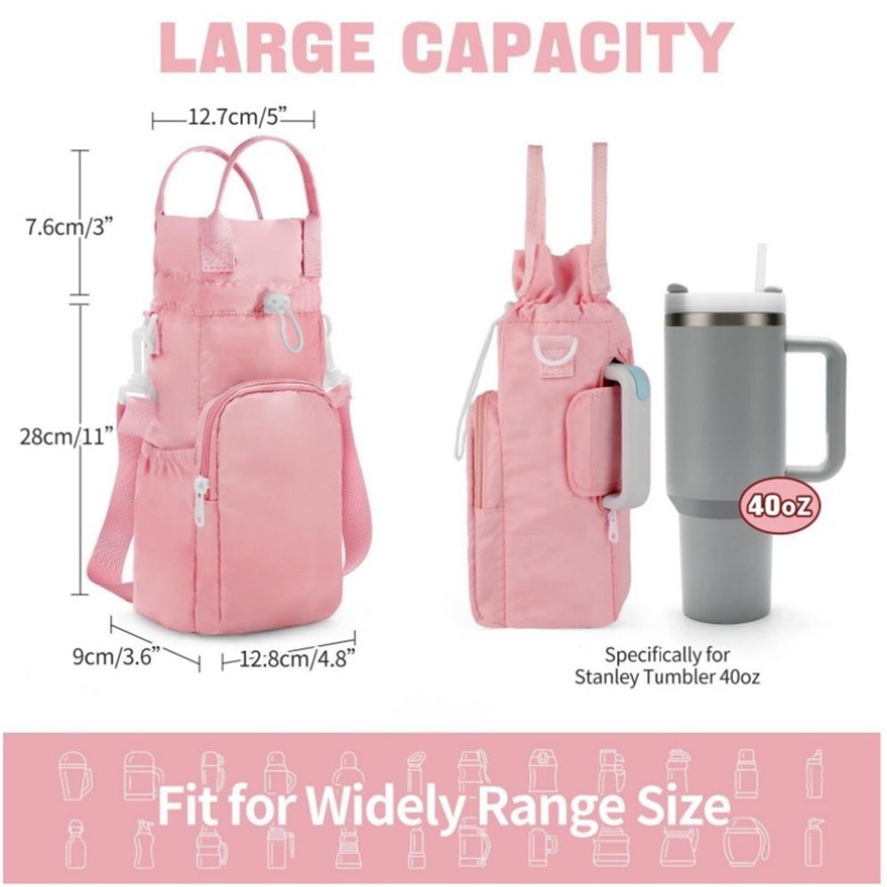 Water Bottle Holder with Strap, Water Bottle Carrier Bag for 40 oz with Handle, Insulated Water Bottle Sling Bag with Phone Pouch, Water Bottle Purse Accessories（oniy bag） - Image 5
