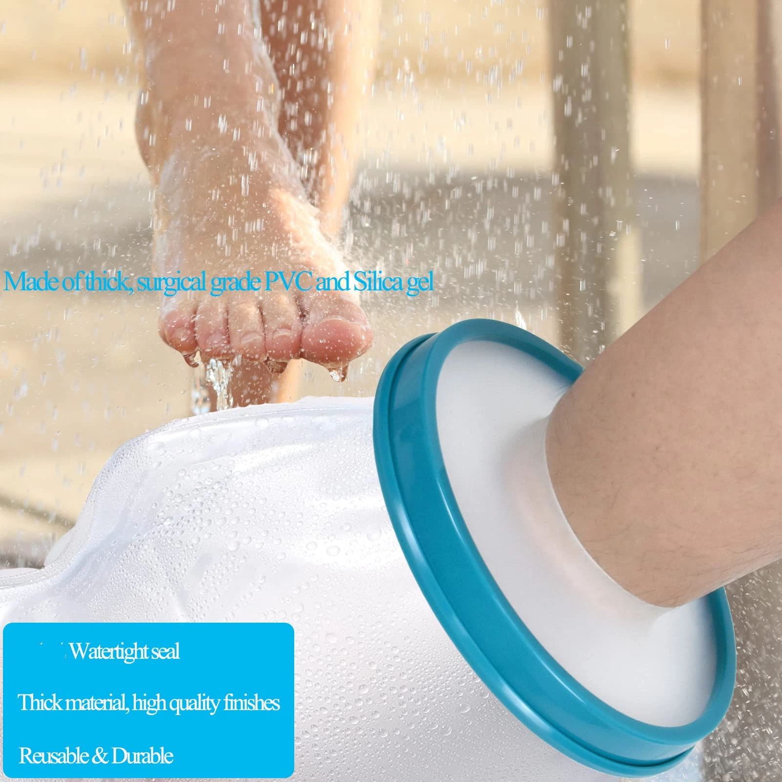 1 pcs Water Proof Leg Cast Cover for Shower, Showering Foot, Watertight Foot Protector for Leg and Foot Surgeries, Cast Bag for Shower (16Wx29L, White) - Image 4