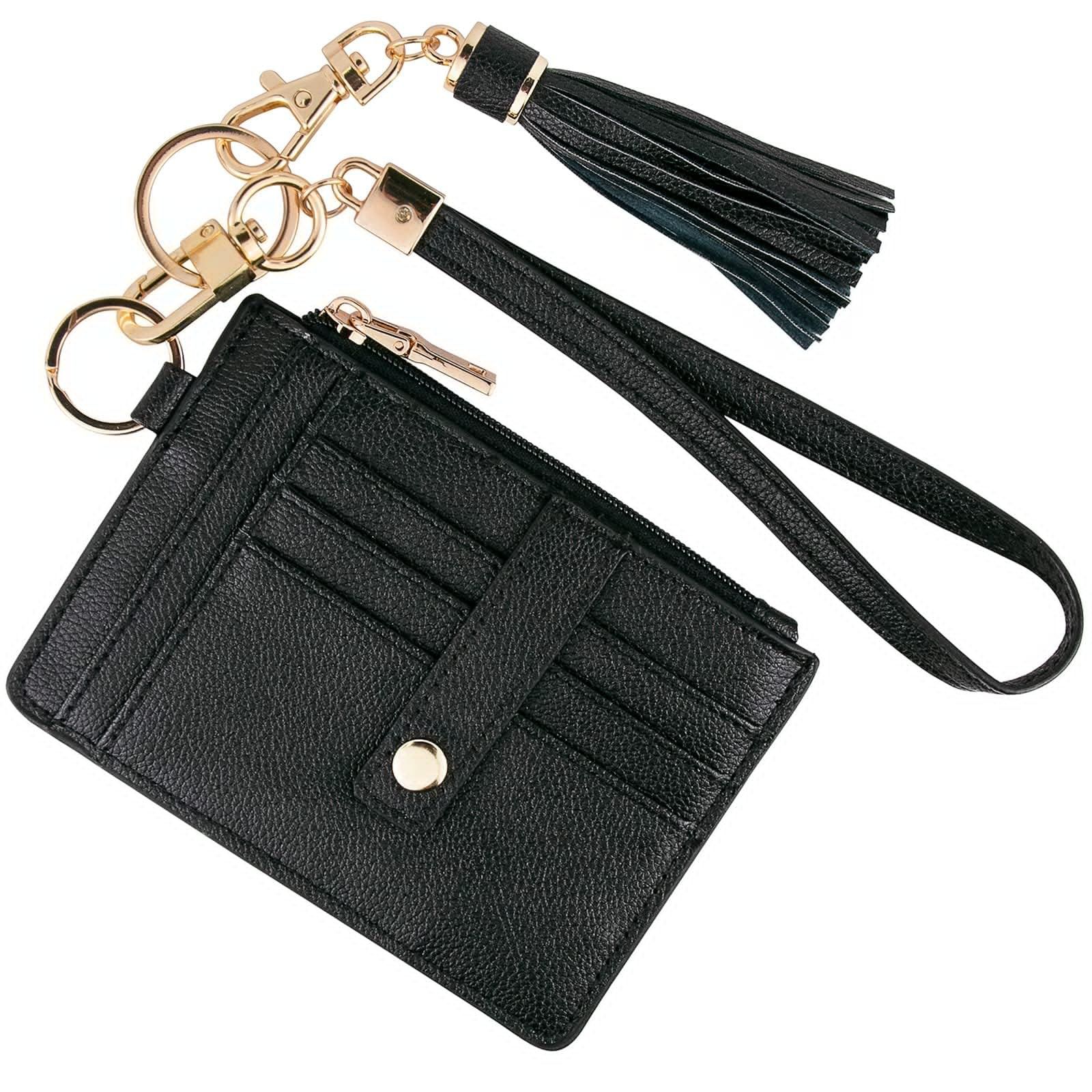2 pack Small Wristlet Wallets for Women Credit Card Holder Wallet Keychain Wristlet Wallet Credit Card Wallets for Women (Black) - Image 1