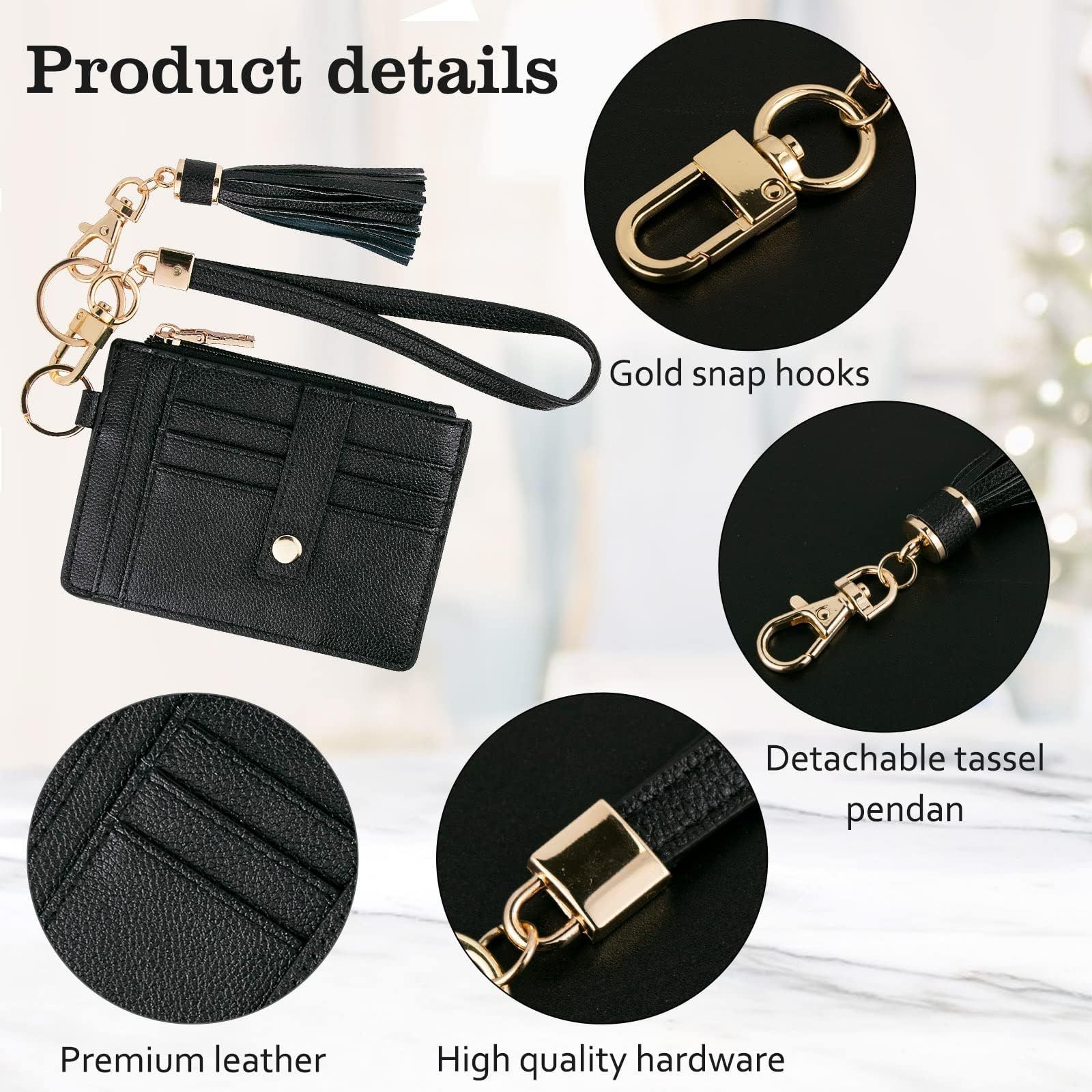 2 pack Small Wristlet Wallets for Women Credit Card Holder Wallet Keychain Wristlet Wallet Credit Card Wallets for Women (Black) - Image 2