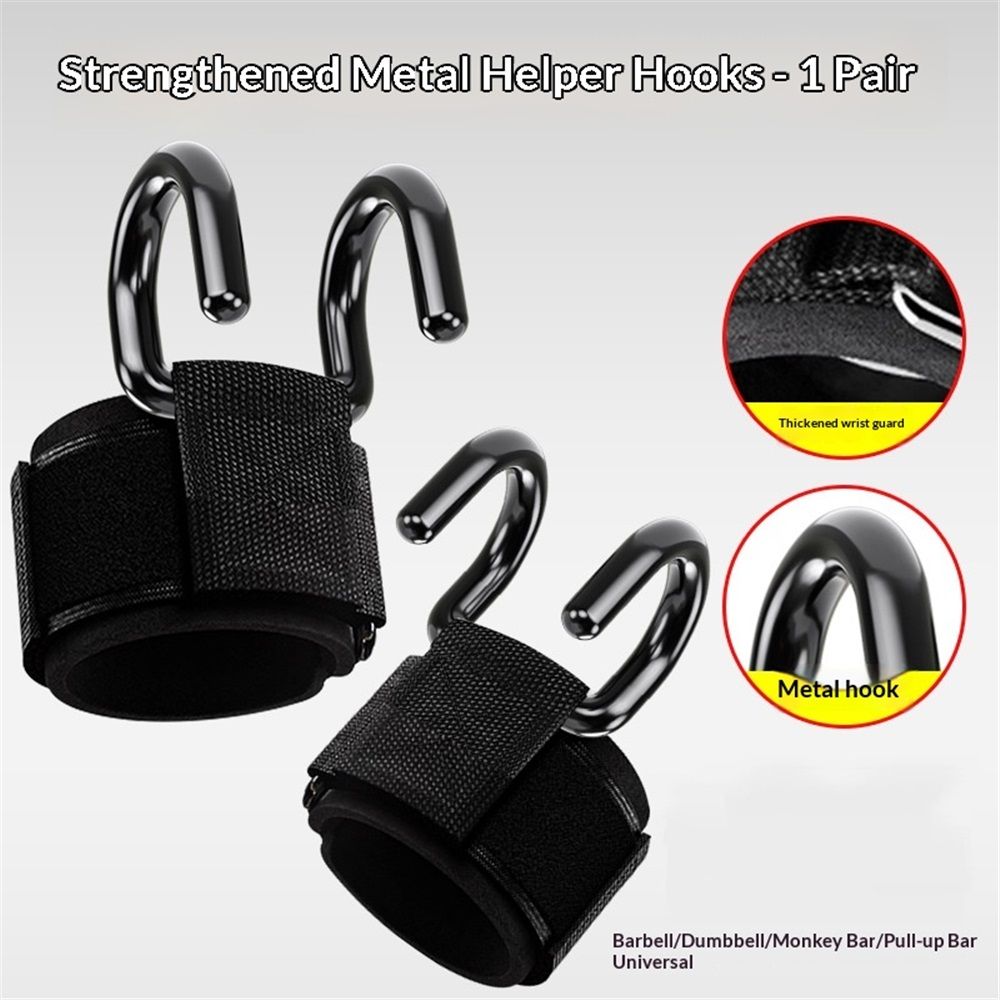 Weight Lifting Hooks (Pair), Wrist Strap Hooks for Weightlifting, Adjustable Men and Women Gym Lifting Straps Hook for Pull-Ups, Deadlifts, Strength Training, and Fitness Workouts - Image 1