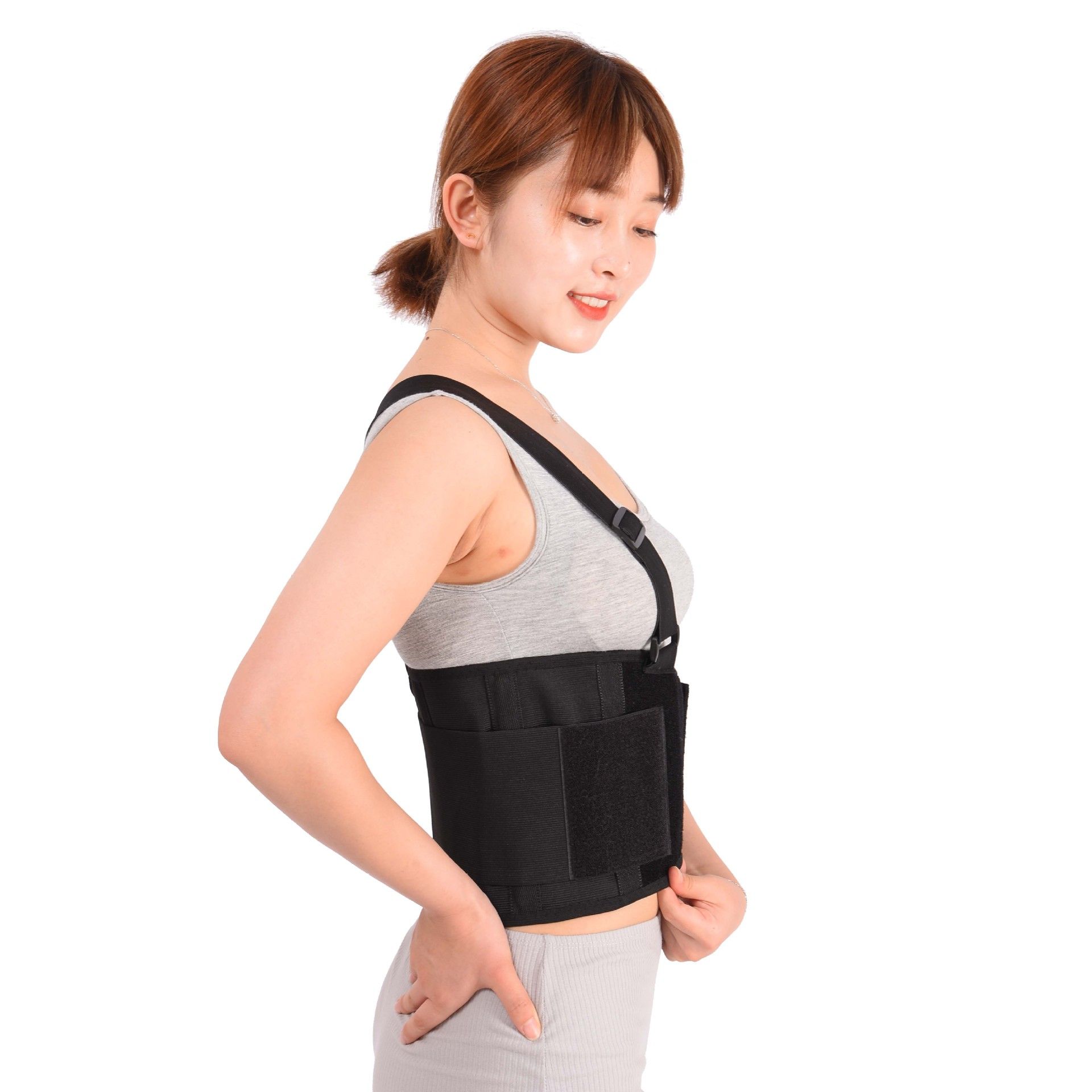Care Back Brace for Work with Suspenders - Back Support Belt - Adjustable, Light, Breathable - Posture (Black, Size XL) - Image 3