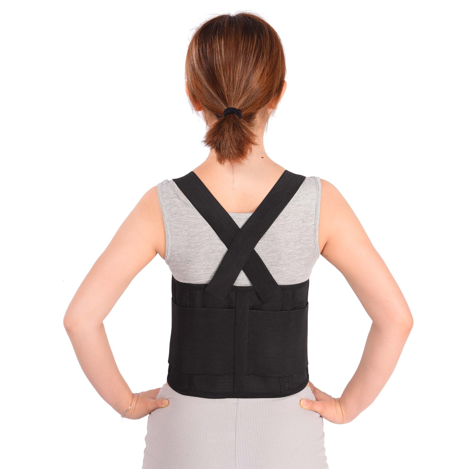 Care Back Brace for Work with Suspenders - Back Support Belt - Adjustable, Light, Breathable - Posture (Black, Size XL) - Image 4