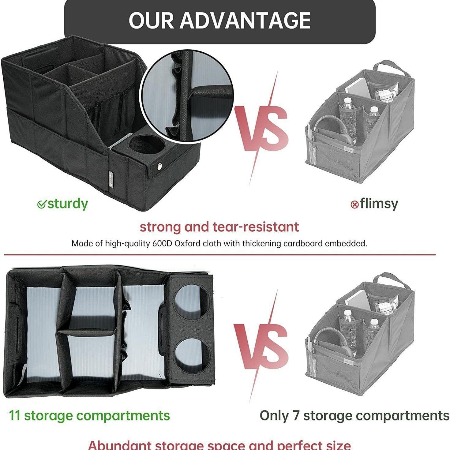 Car Seat Organizer- Backseat Car Organizer with 11 Storages Compartments and 2 Cup Holders, Organizers and Storage, Front Seat for Travel Kids,Black - Image 3