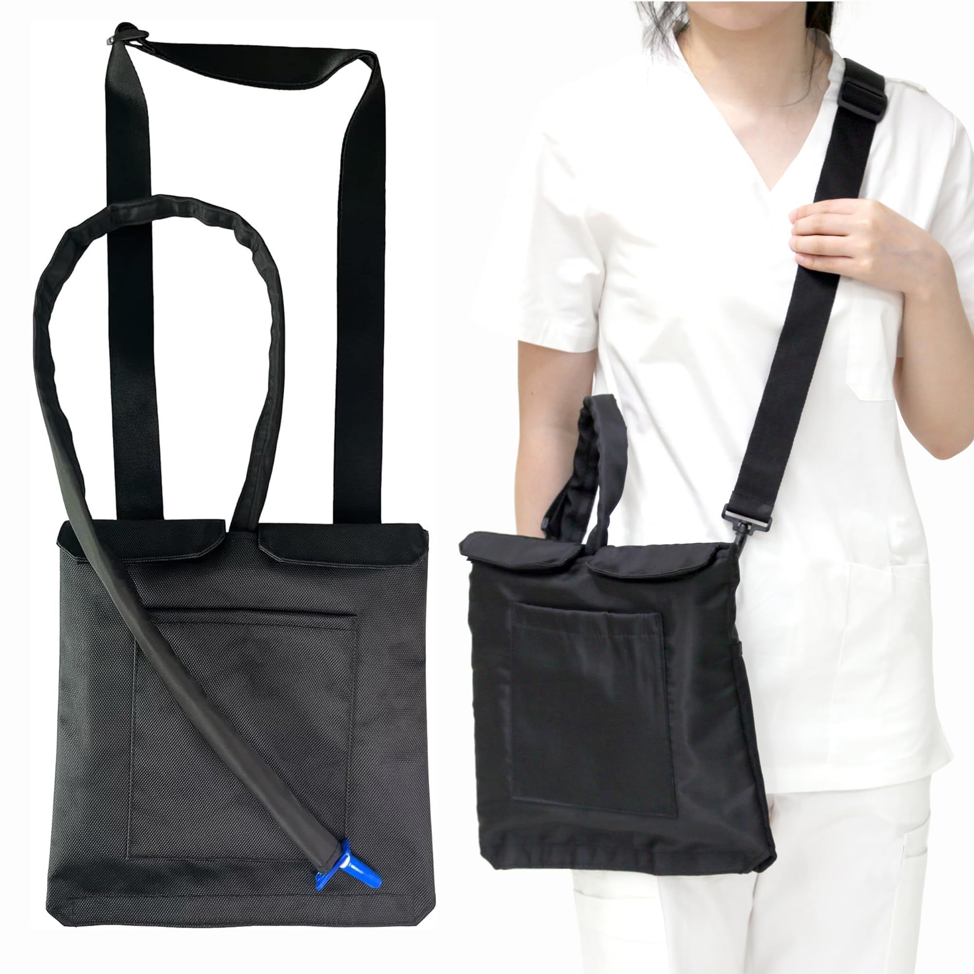 Urine Drainage Bag Holder with Update Catheter Pipe Cover and Adjustable Shoulder Straps, Catheter Bag Covers Front and Back with Catheter Bags - Crossbody or Hangs (Black，noiy bag) - Image 1