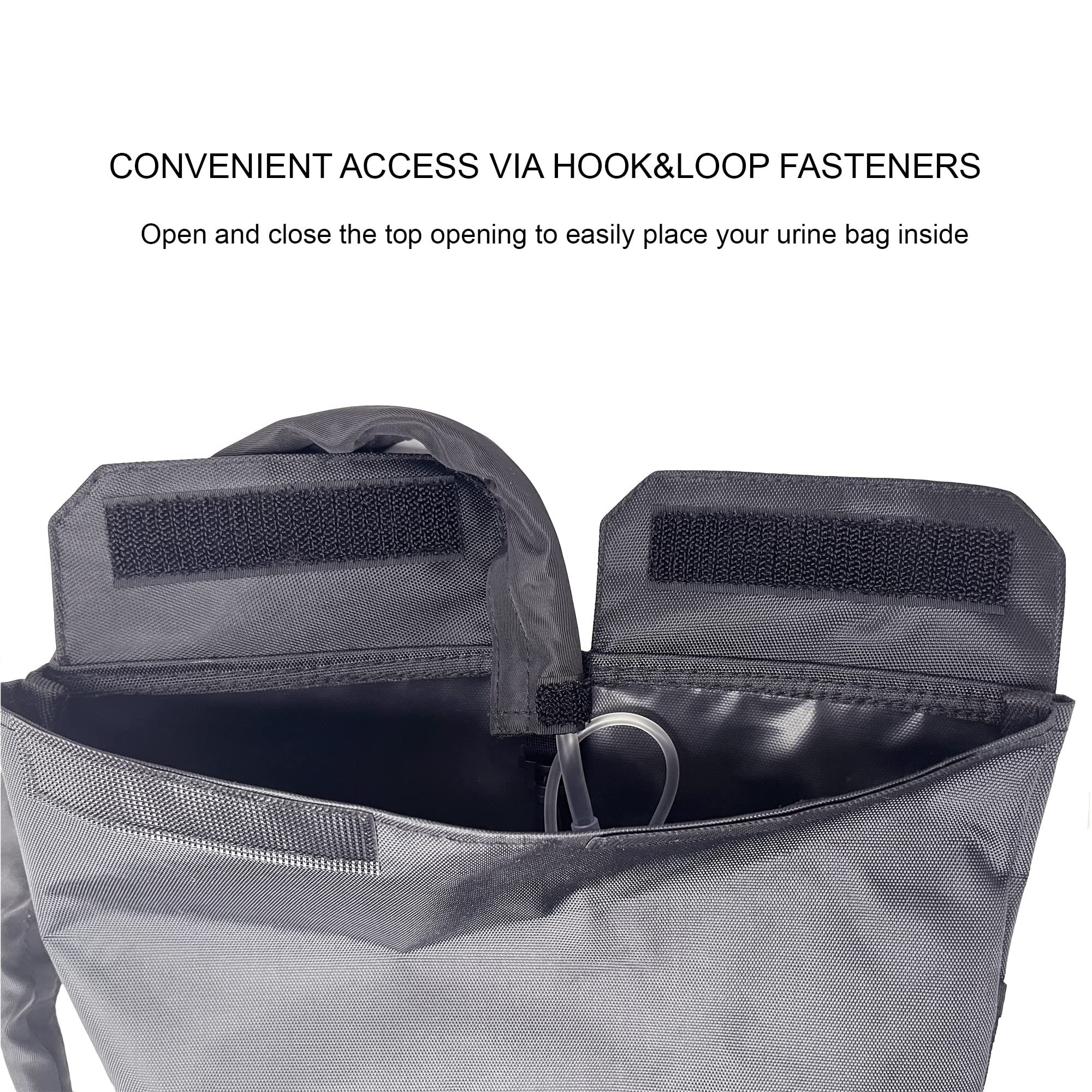 Urine Drainage Bag Holder with Update Catheter Pipe Cover and Adjustable Shoulder Straps, Catheter Bag Covers Front and Back with Catheter Bags - Crossbody or Hangs (Black，noiy bag) - Image 2