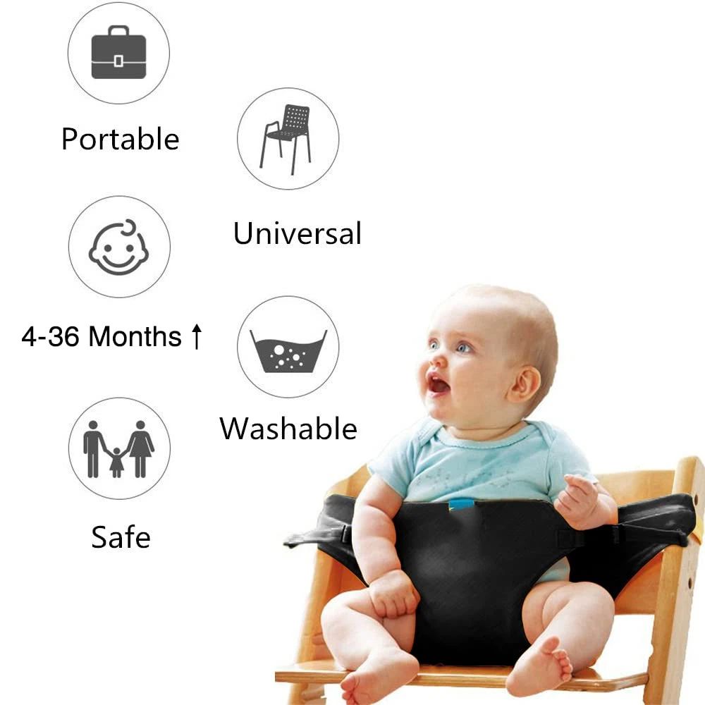 Harness Seat for High Chair Baby Feeding Safety Seat with Strap, Toddler Booster Harness Belt Portable Dining Seat Strap for Travel Home Restaurant Shopping (Black) - Image 2