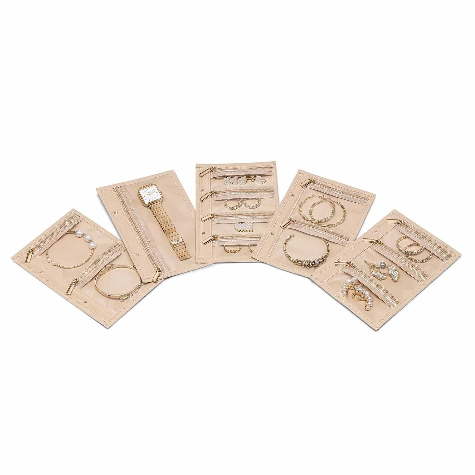 Travel Jewelry Organizer Case,Jewelry Storage Book Ring Binder with Clear Zipper Jewelry Pouches Bags for Rings, Necklace, Earrings-Cream White（oniy bag） - Image 4