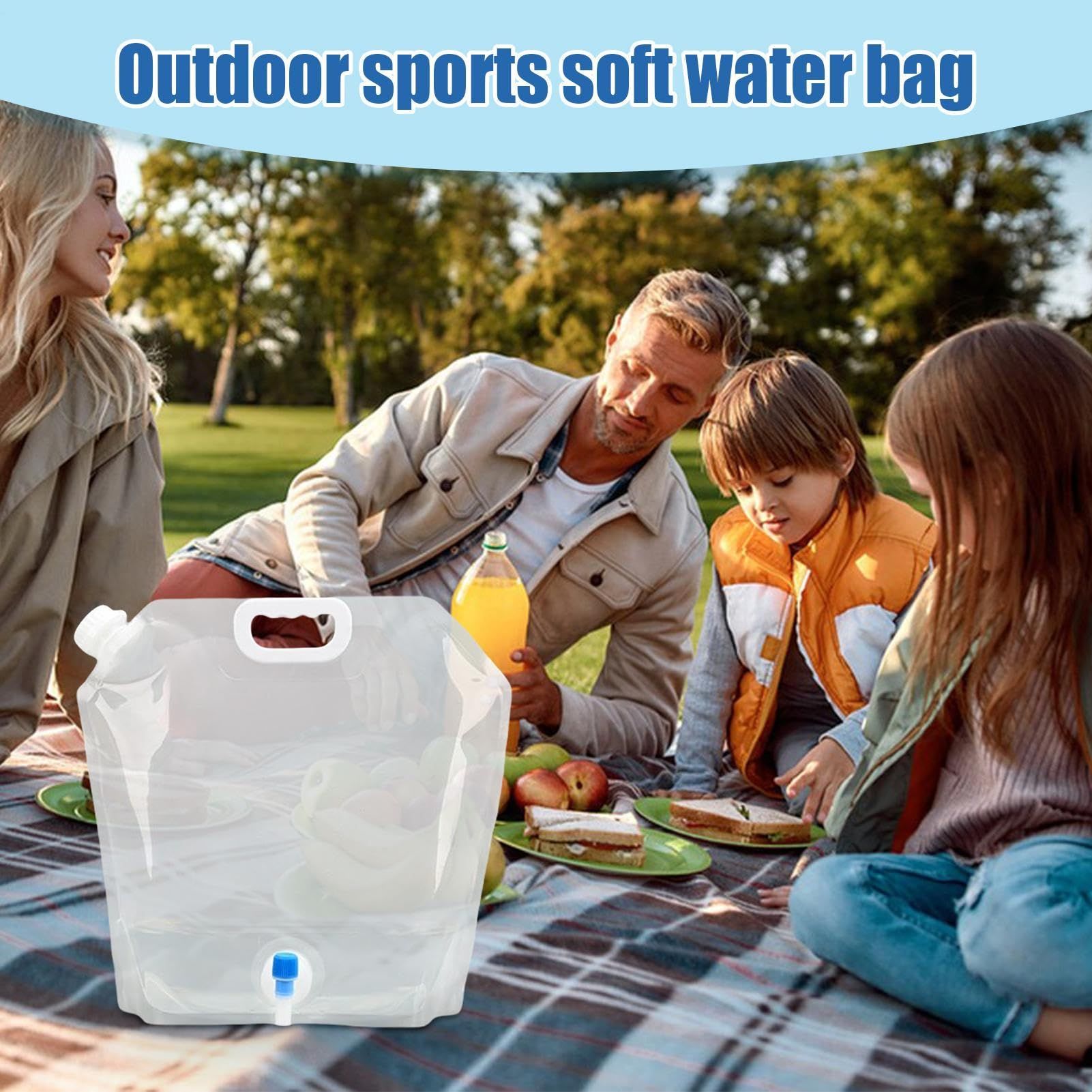 2 pack Collapsible Water Container Bag Outdoor Water Grade Water Jug Folding Water Storage Bag for Camping Hiking & Survival Kit Sport 5L - Image 5