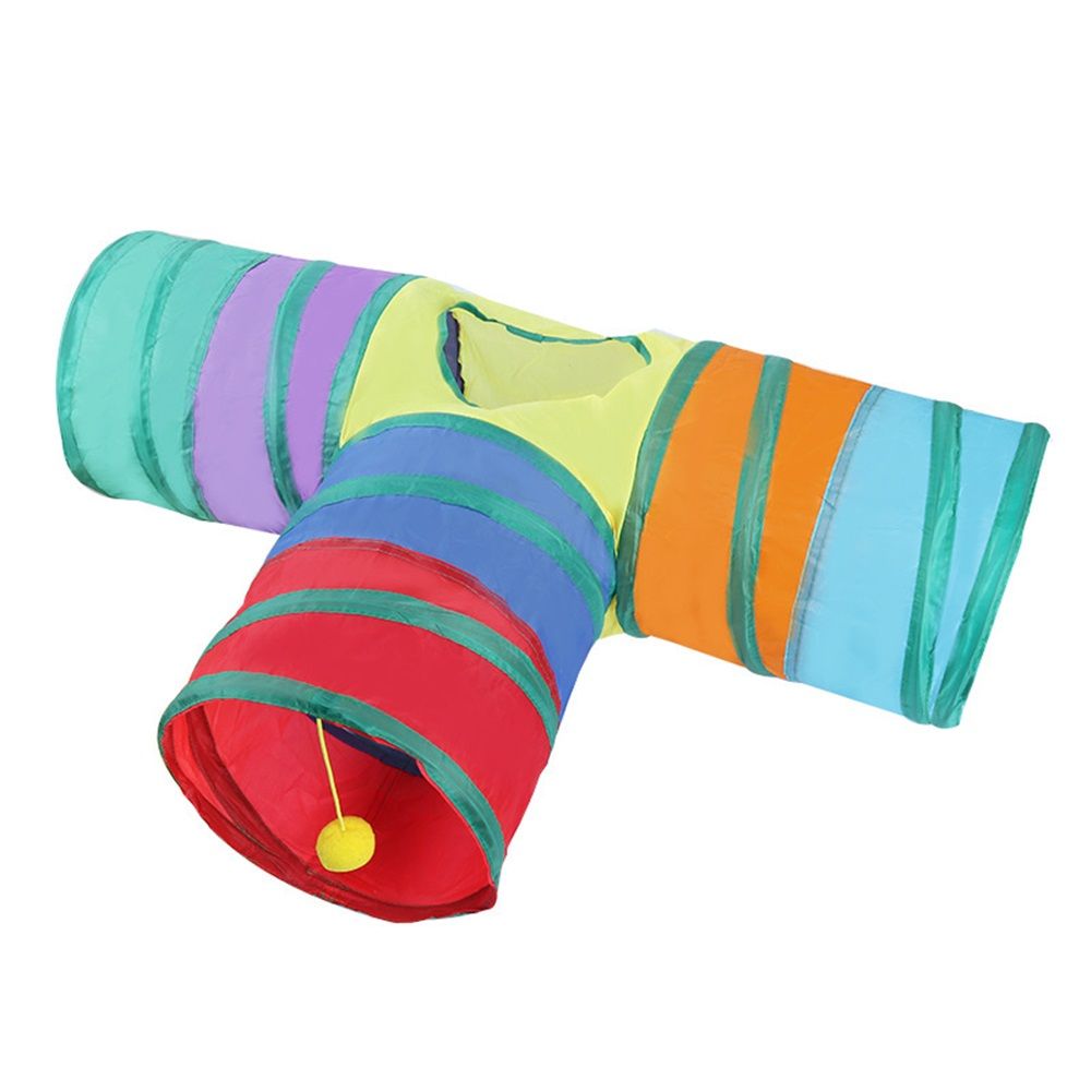 Rainbow Cats Tunnels with Interactive Ball Indoors Kitty Play Tunnel for Indoor Outdoor, Cat Tunnel Large Cat Toy Kitten Kitty Rabbt (3 Way) - Image 1