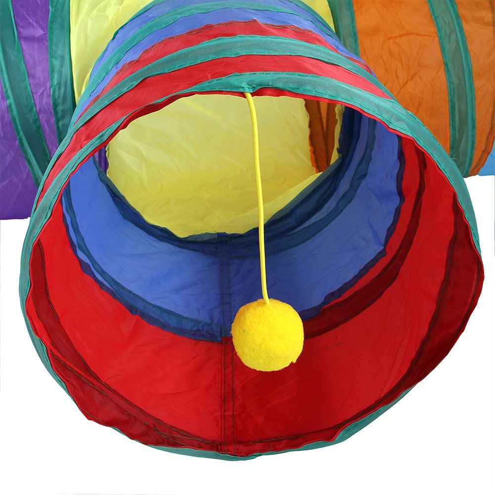 Rainbow Cats Tunnels with Interactive Ball Indoors Kitty Play Tunnel for Indoor Outdoor, Cat Tunnel Large Cat Toy Kitten Kitty Rabbt (3 Way) - Image 4