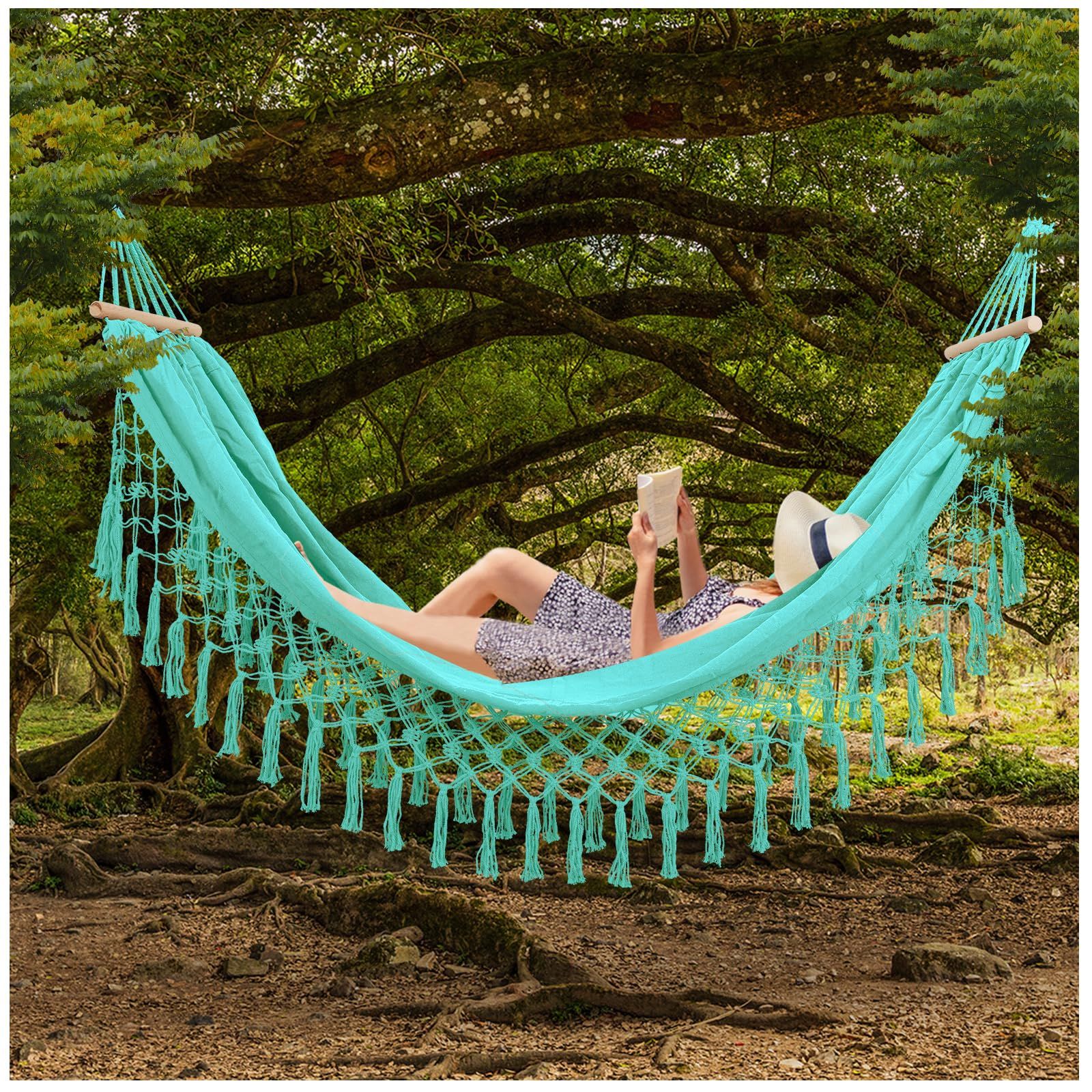 Beautiful Boho Style Hammock -Camping， Portable 2 Person Hammock, for Suitable for Backpacking, Patio, Beach, Backyard, Outdoor, Garden,Wedding Decor - Image 3