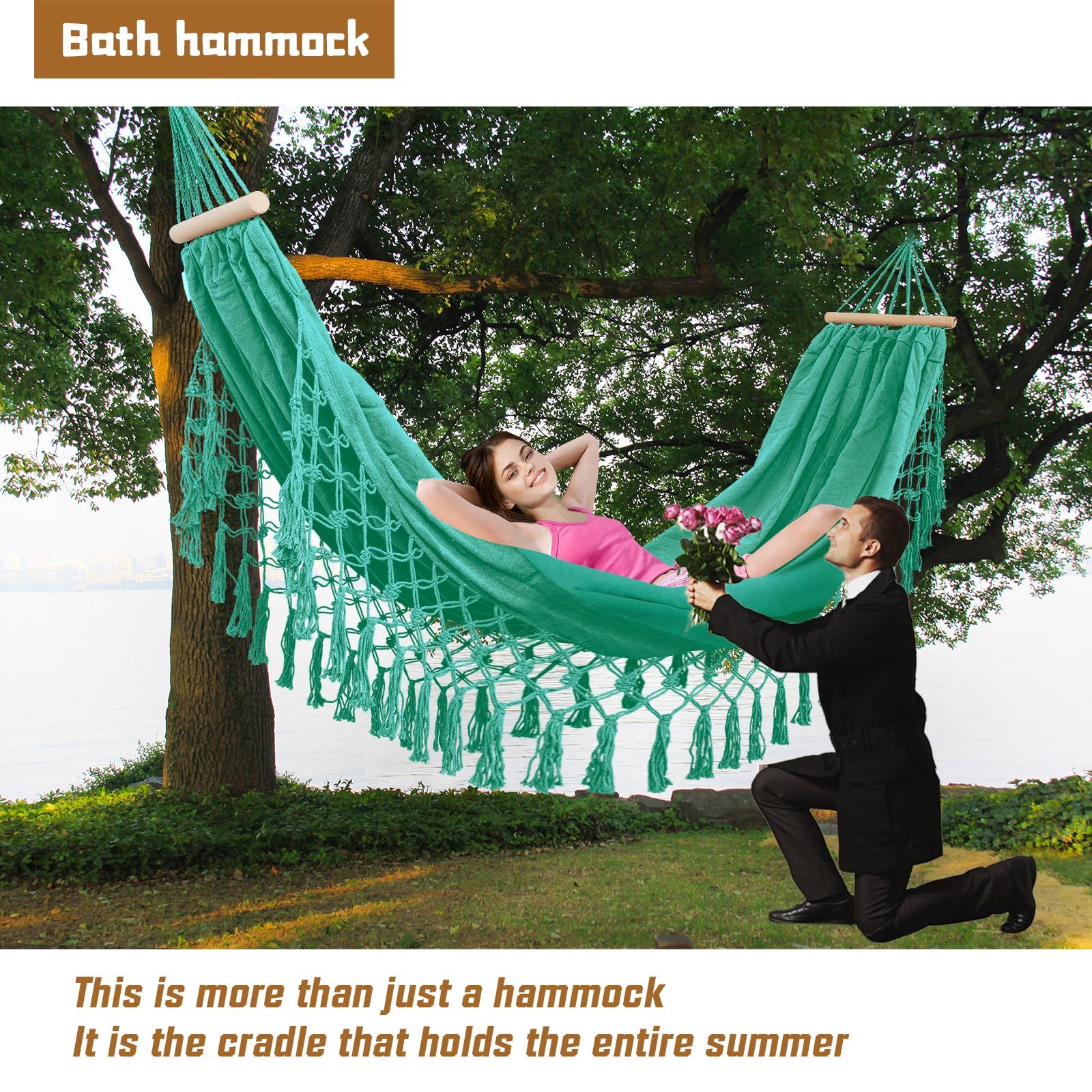 Beautiful Boho Style Hammock -Camping， Portable 2 Person Hammock, for Suitable for Backpacking, Patio, Beach, Backyard, Outdoor, Garden,Wedding Decor - Image 4