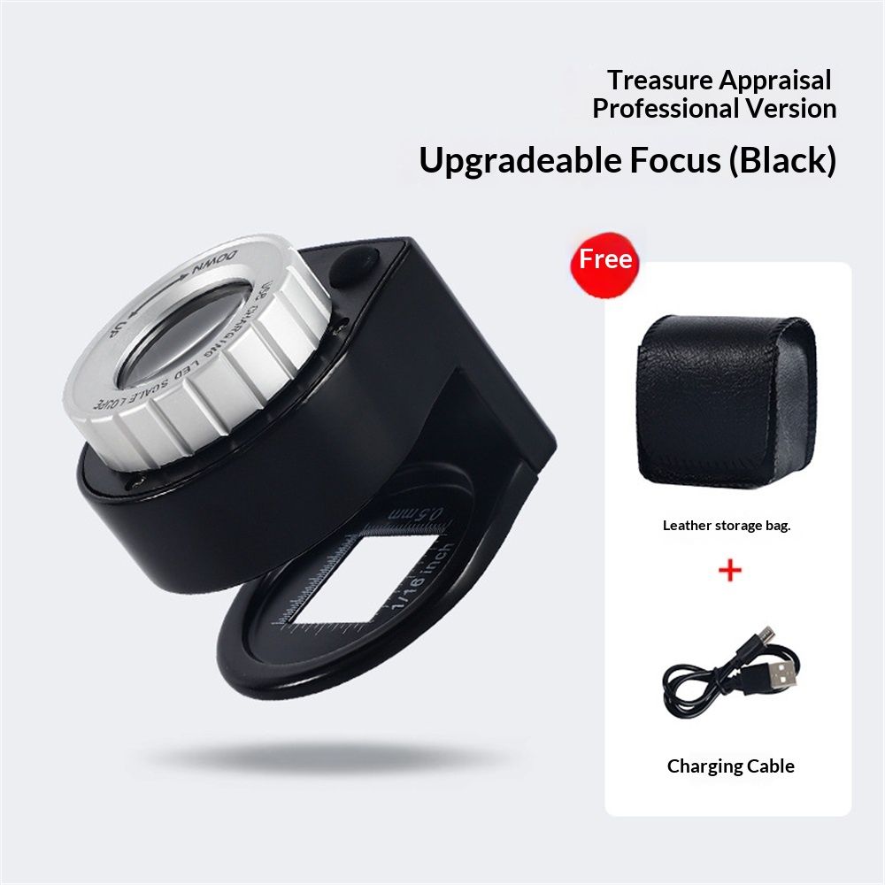 30X Rechargeable Loupe Magnifier with White LED Light and UV Light, Portable Magnifying Glass with Optical Glass Lens & Scale for Jewelry, Textile, Gems, Stamps, Coins and Plants - Image 1