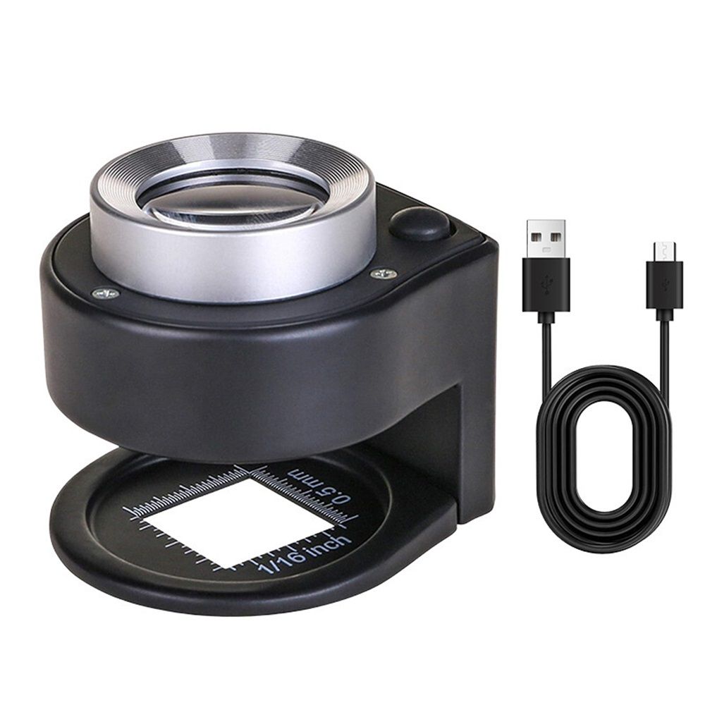 30X Rechargeable Loupe Magnifier with White LED Light and UV Light, Portable Magnifying Glass with Optical Glass Lens & Scale for Jewelry, Textile, Gems, Stamps, Coins and Plants - Image 3