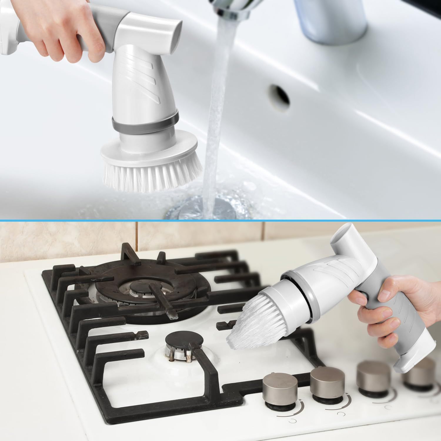 Electric Spin Scrubber, Bathroom Shower Electric Scrubber for Cleaning Tub/Tile/Floor/Sink/Window, Power Cleaning Brush Rechargeable Cordless with 4 Replaceable Cleaner Brush Heads - Image 3