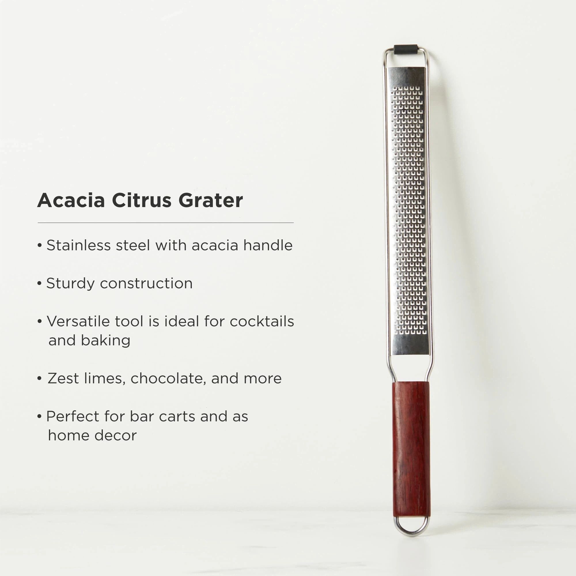 Citrus and Cheese Grater, Stainless Steel Rasp Grater with Acacia Wood Handle for Lemons, Oranges, Nutmeg & Cheese, Elegant Kitchenware for Cocktails, Cooking, & Bartender Gifts, Set of 1 - Image 4