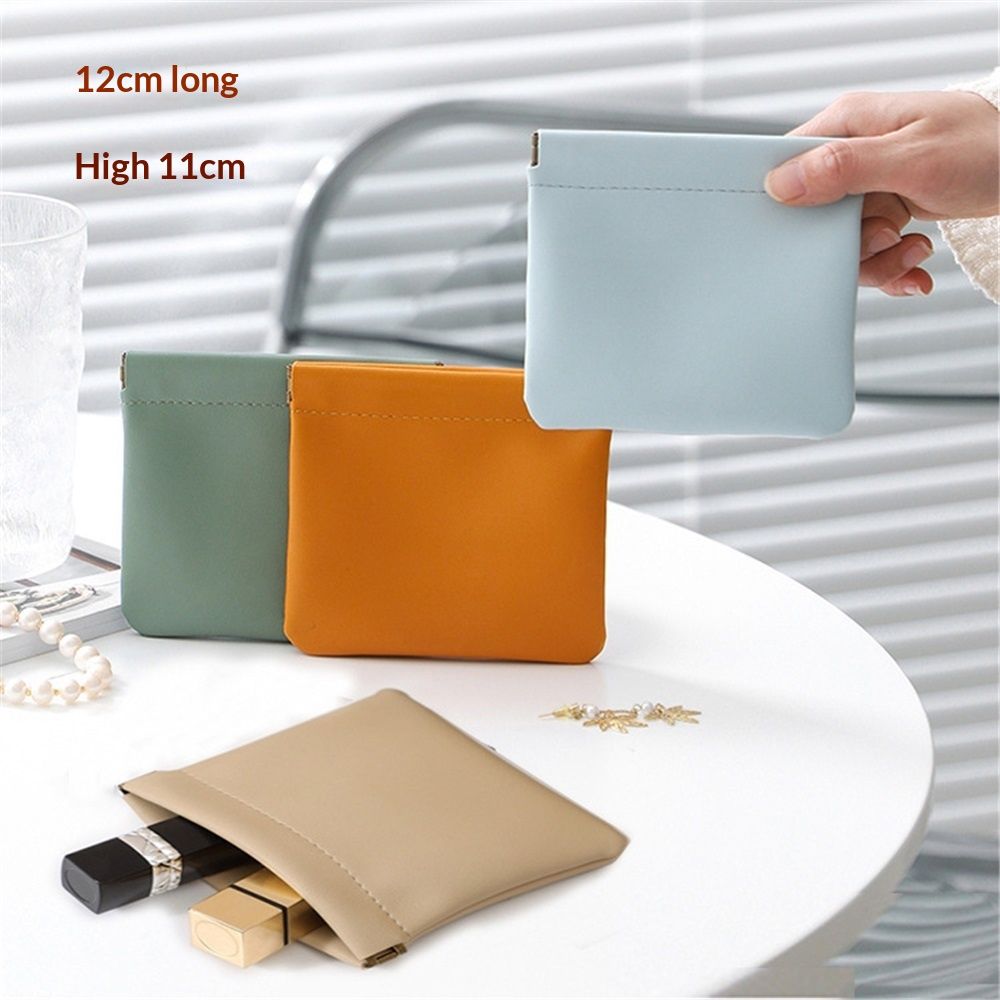 12 Pcs Pocket Cosmetic Bag Waterproof No Zipper Self Closing Makeup Bag PU Leather Cosmetic Pouch Cute Purse Makeup Bag Travel Storage for Women Cosmetics Jewelry Toiletry - Image 1
