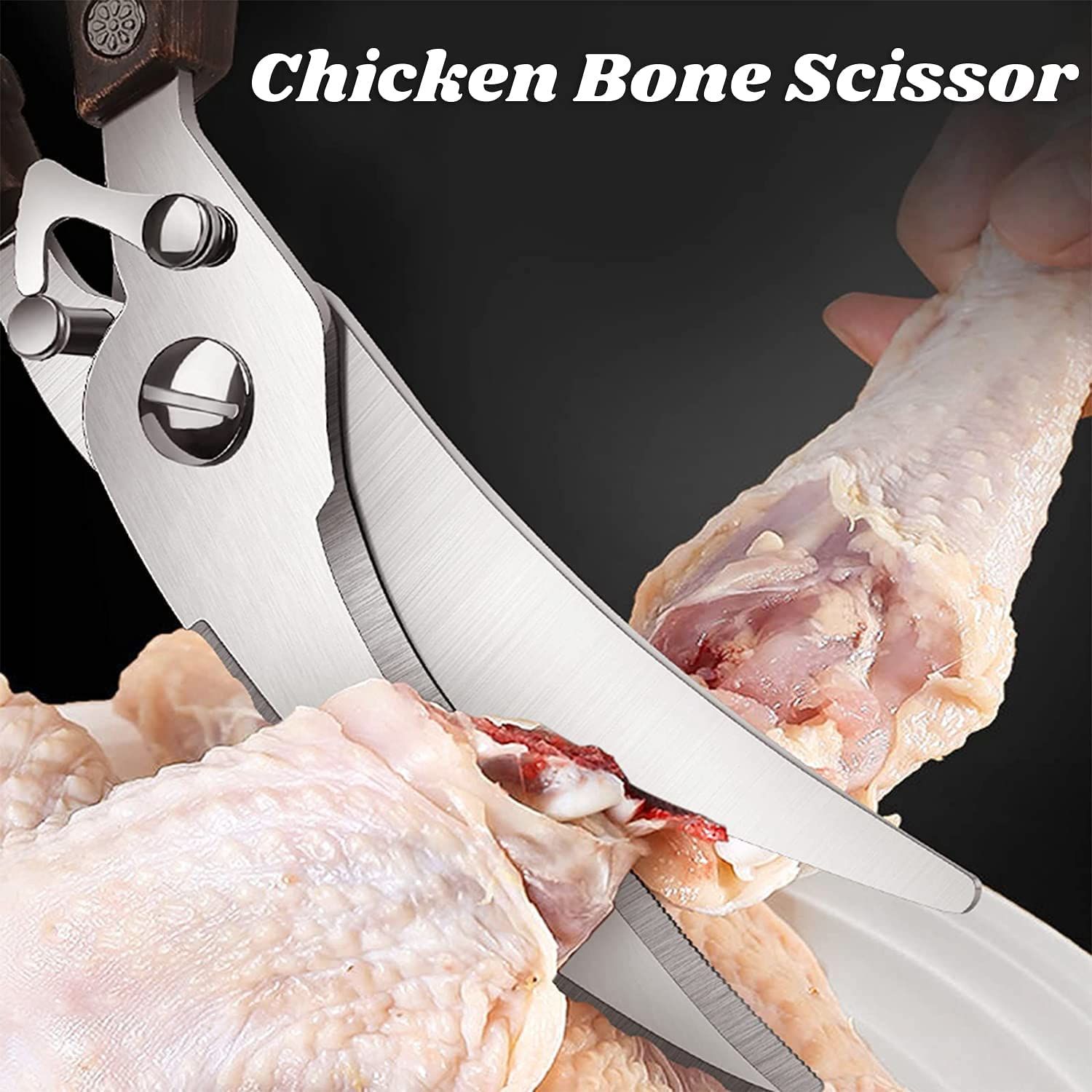 Poultry Shears, Heavy Duty Kitchen Shears with Serrated Edge, Multipurpose Stainless Steel Kitchen Scissors for Chicken, Bone, Meat, Turkey, Fish Thanksgiving Christmas Gifts - Image 2