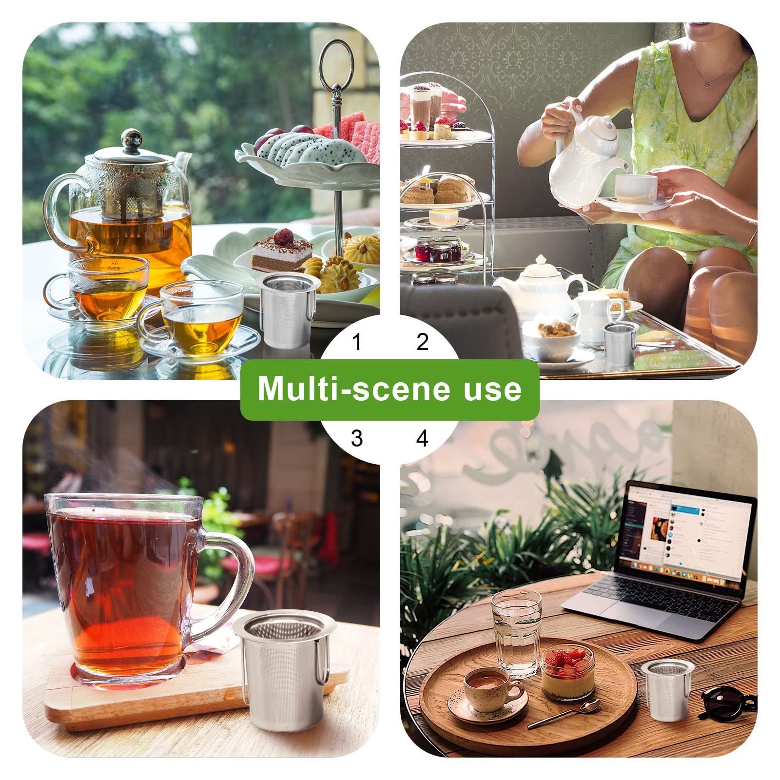 2 Pack Tea Infuser, Stainless Steel Extra Fine Mesh Tea Strainer for Loose Leaf with Foldin Handle Sitting in Mugs, Tea Filters, Tea Strainers, Tea Basket, Infusers Tea Diffuser for Loose Tea Steeper - Image 3