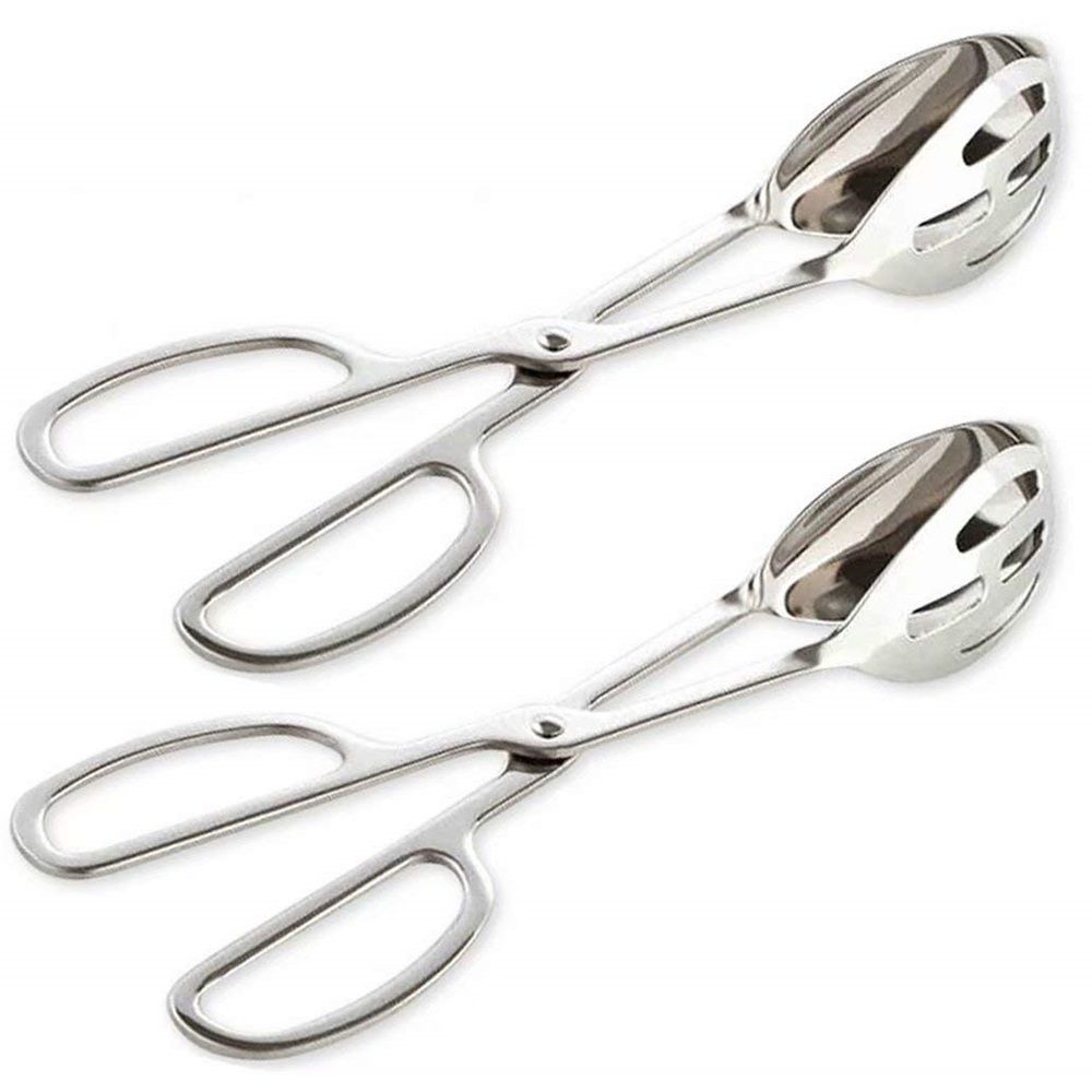 2-PACK Serving Tongs for Buffet Party Catering, Thickening Food Serving Salad Cake Bread Kitchen Tongs, Stainless Steel - Image 1