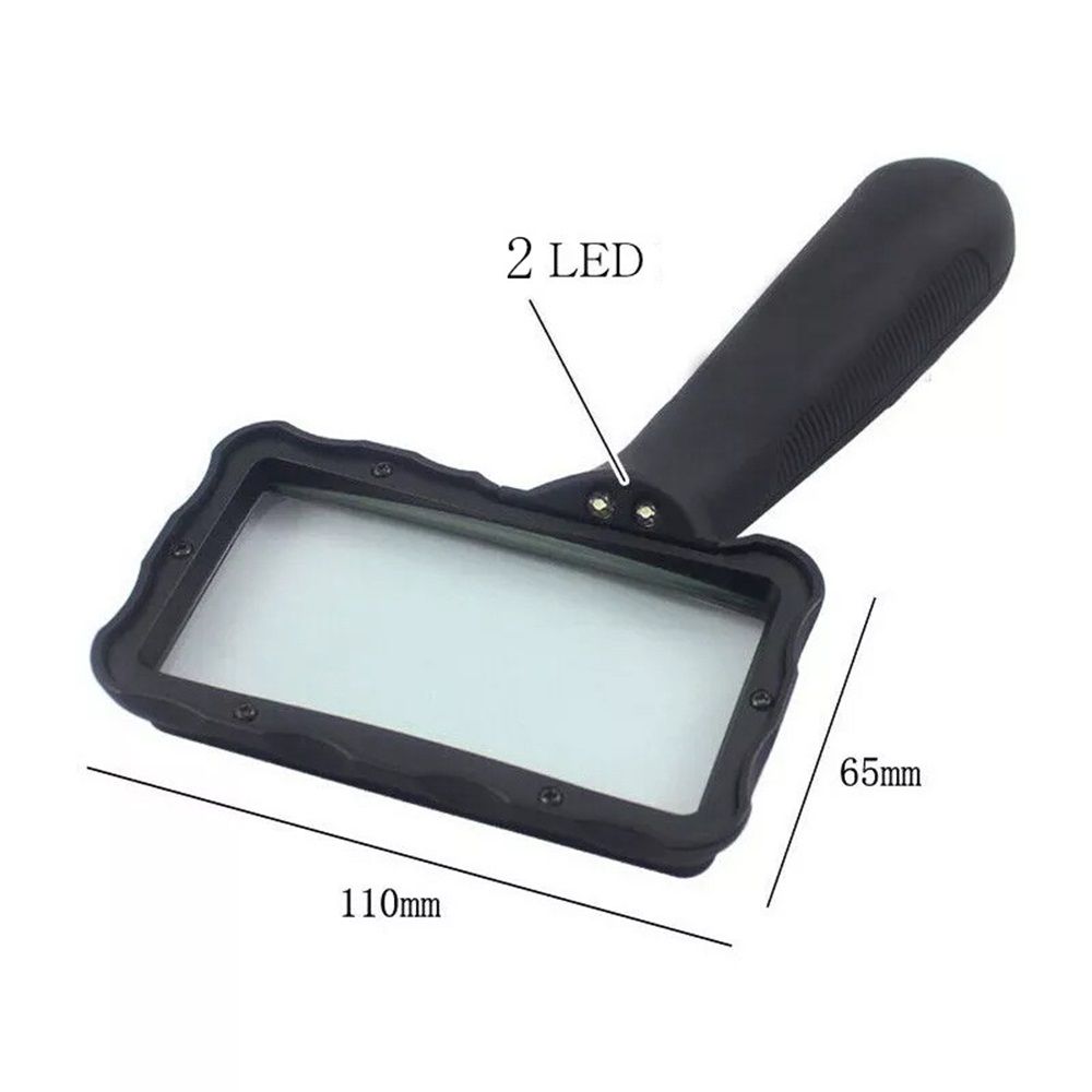 3X Hand-held Rectangular Magnifying Glass, LED Light Magnifier, Reading Magnifying Glass for Seniors, Low Vision, Macular Degeneration - Image 2