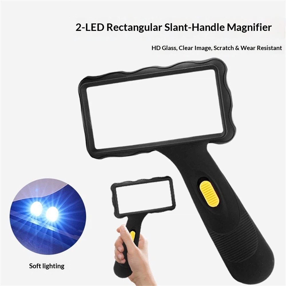 3X Hand-held Rectangular Magnifying Glass, LED Light Magnifier, Reading Magnifying Glass for Seniors, Low Vision, Macular Degeneration - Image 4