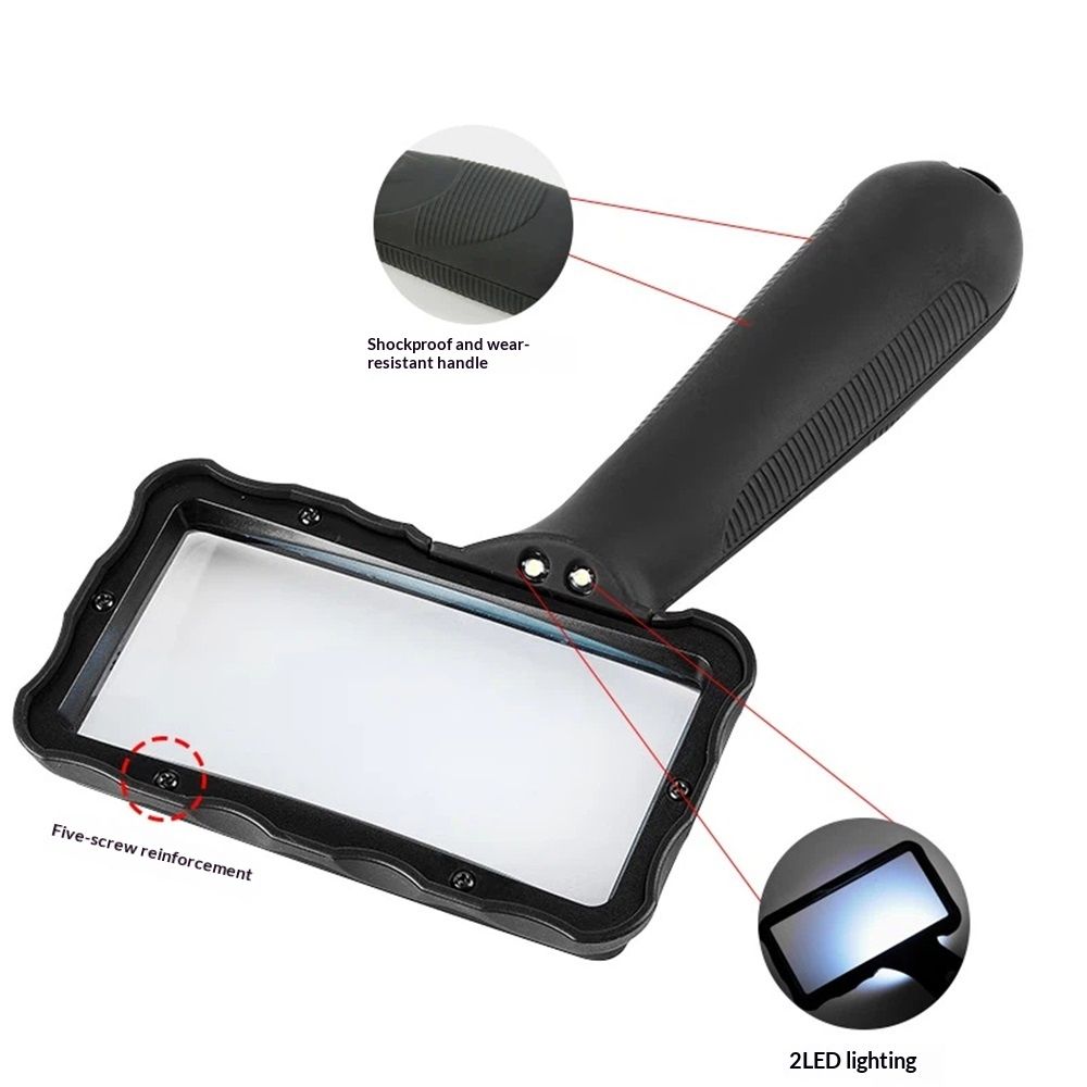 3X Hand-held Rectangular Magnifying Glass, LED Light Magnifier, Reading Magnifying Glass for Seniors, Low Vision, Macular Degeneration - Image 5