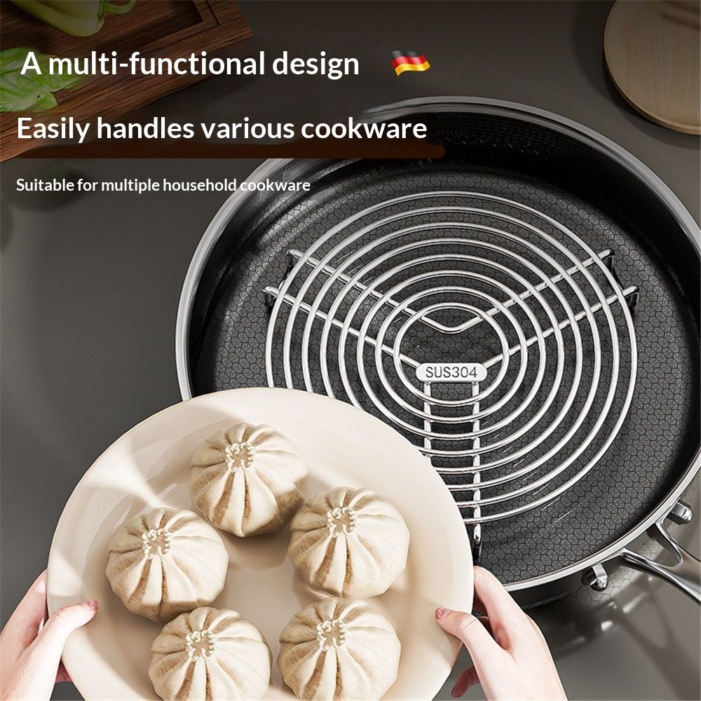 Round Steamer Rack and Cooling Rack,Stainless Steel Pot Trivet, Cooking Rack,Wire Steamer Kettle Rack Holder, Air Fryer Cooking Steamer Rack for Baking Canning Cooking Steaming, 7.9''X2.8'' - Image 2