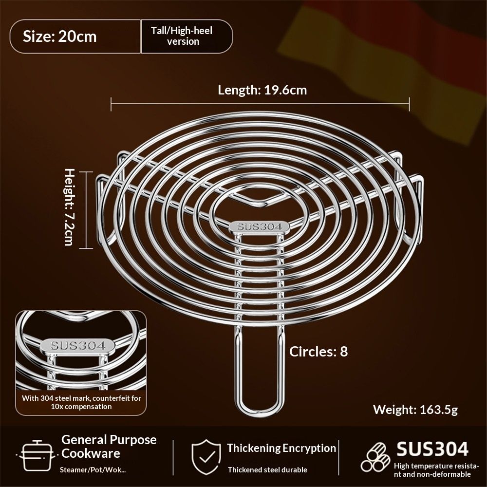 Round Steamer Rack and Cooling Rack,Stainless Steel Pot Trivet, Cooking Rack,Wire Steamer Kettle Rack Holder, Air Fryer Cooking Steamer Rack for Baking Canning Cooking Steaming, 7.9''X2.8'' - Image 5