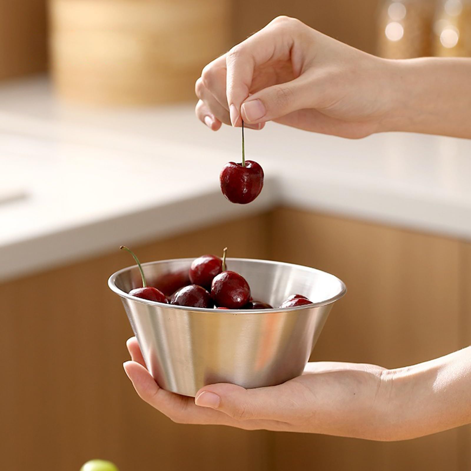 Berry Baskets, Mini Strainer with Bowl, Stainless Steel Can Colander Small Container for Berries, Strawberry, Grape, Cherry, Dishwasher Safe（16cm） - Image 2