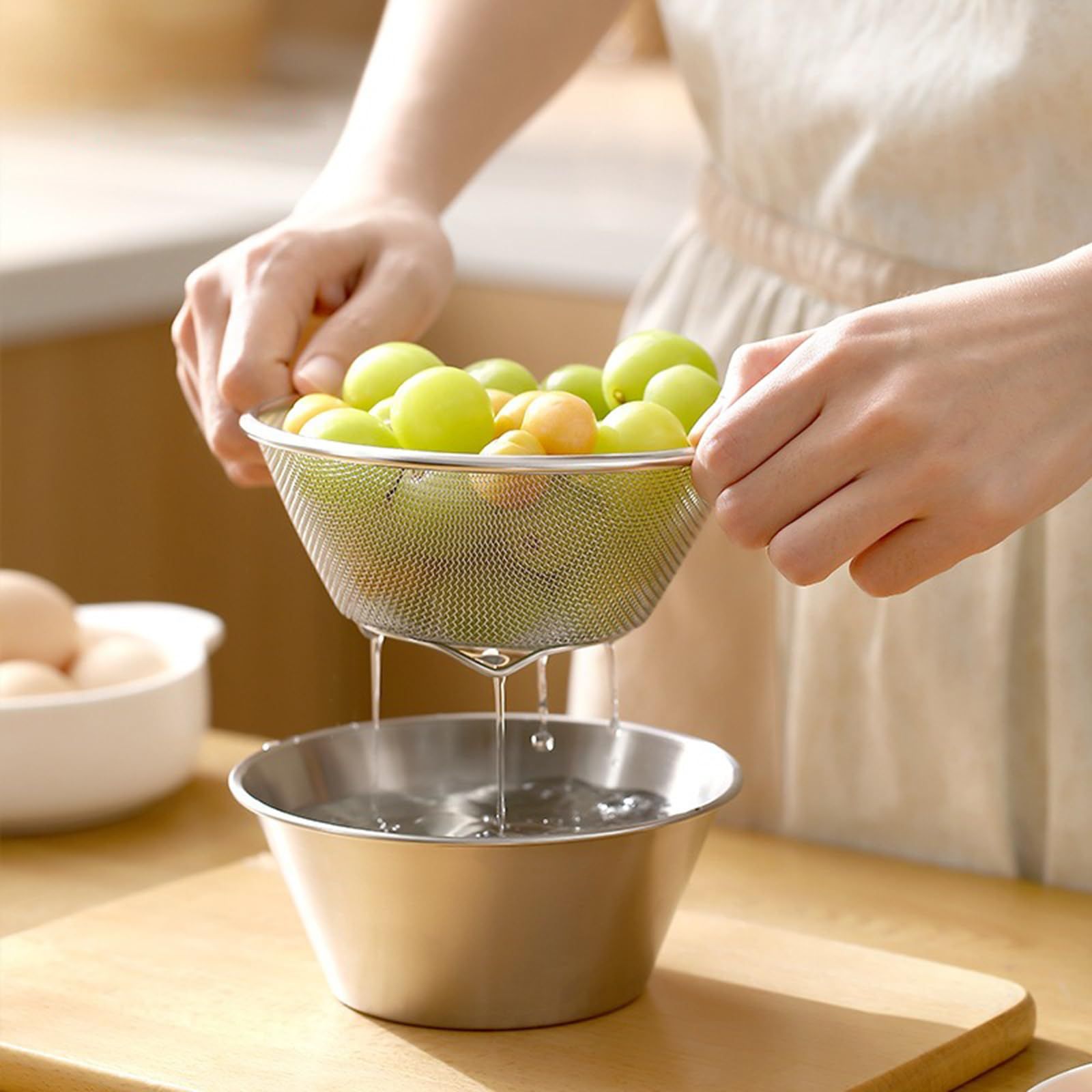 Berry Baskets, Mini Strainer with Bowl, Stainless Steel Can Colander Small Container for Berries, Strawberry, Grape, Cherry, Dishwasher Safe（16cm） - Image 4