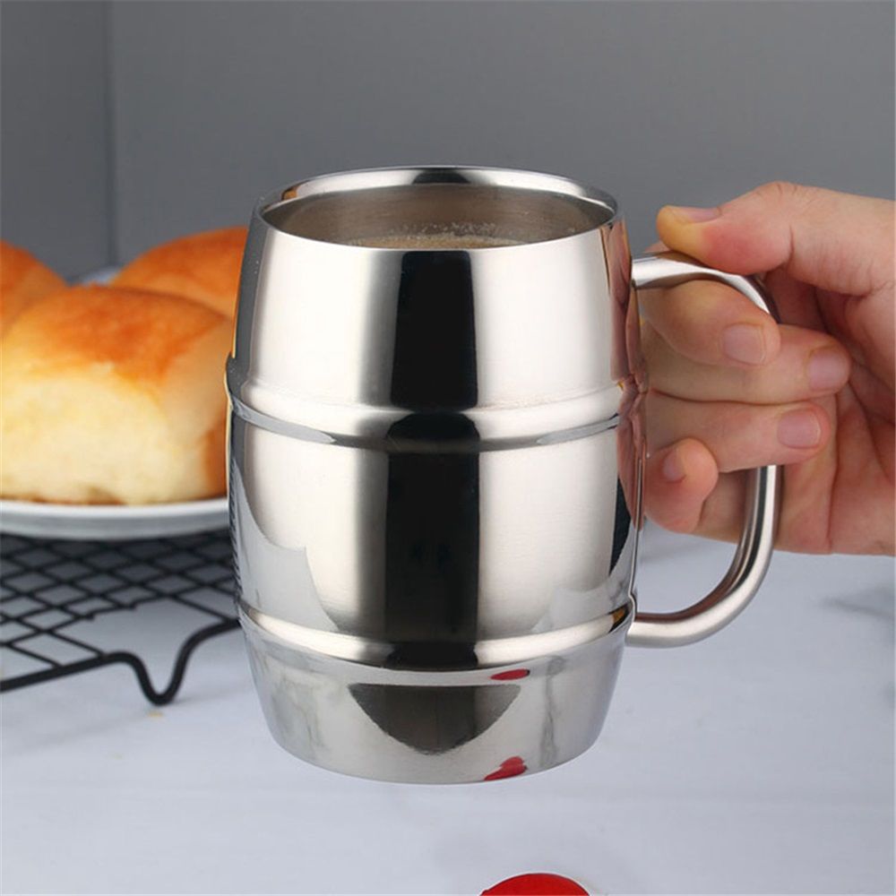 2 Pcs 304 Stainless Steel Barrels Mugs 16 oz Double Wall Coffee Cup Beer Cup with Handle for Party Travel Tumbler Tea Insulated Cold Hot Drinks - Image 5