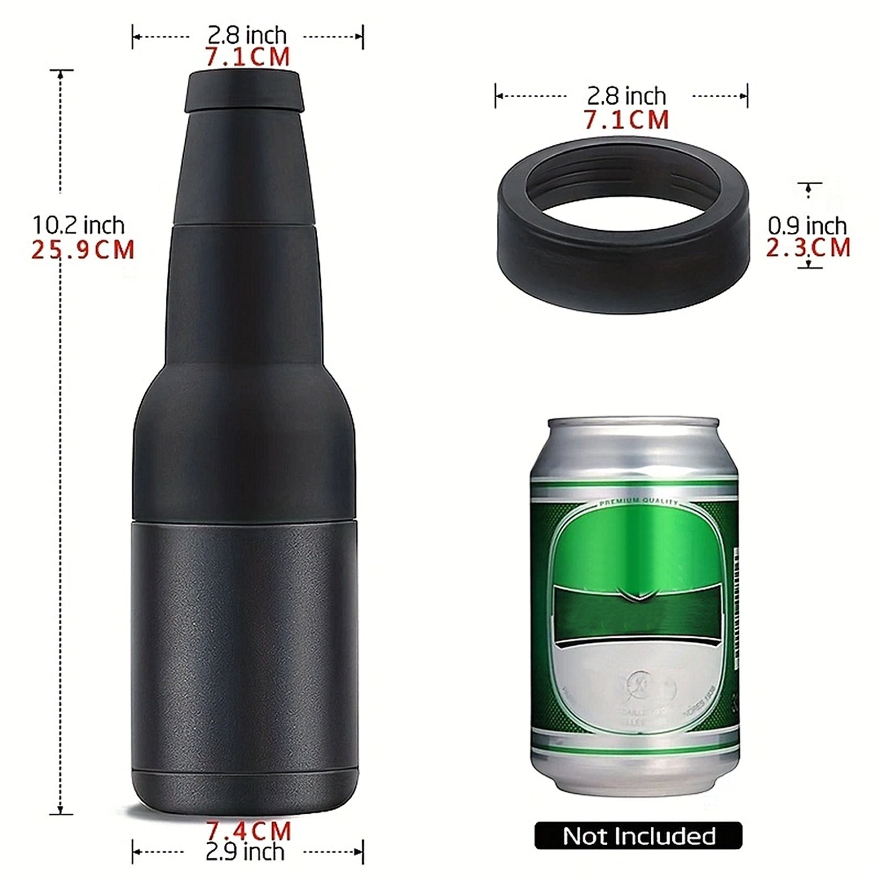 Frosty Beer Holder,2 Go Vacuum Insulated Double Walled Stainless Steel Beer Can and Bottle Cooler with Beer Opener, Bpa Free, Fits Standard 12oz, Ice Cold for Hours, Great Gift for Beer Lovers - Image 2
